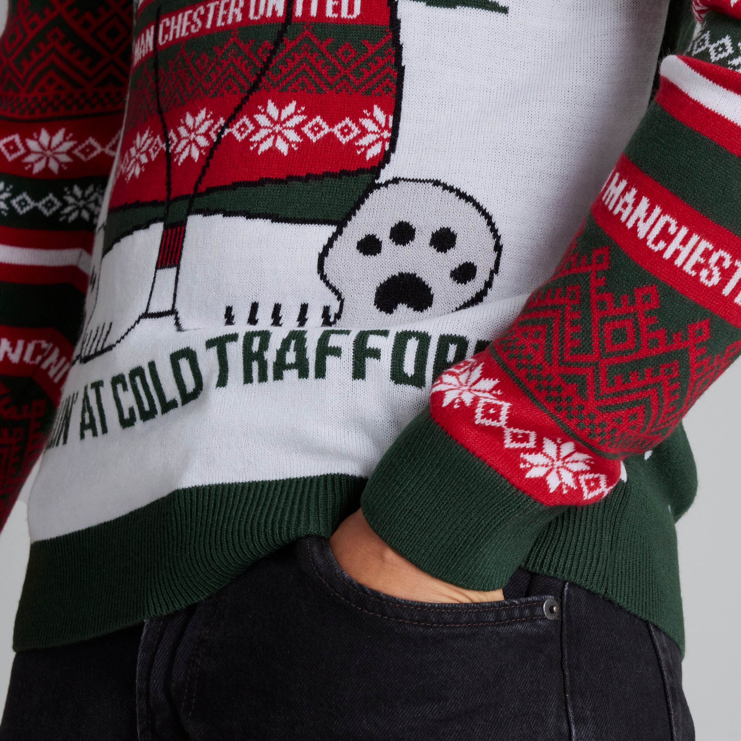 Buy Manchester United Polar Bear Christmas Jumper Green