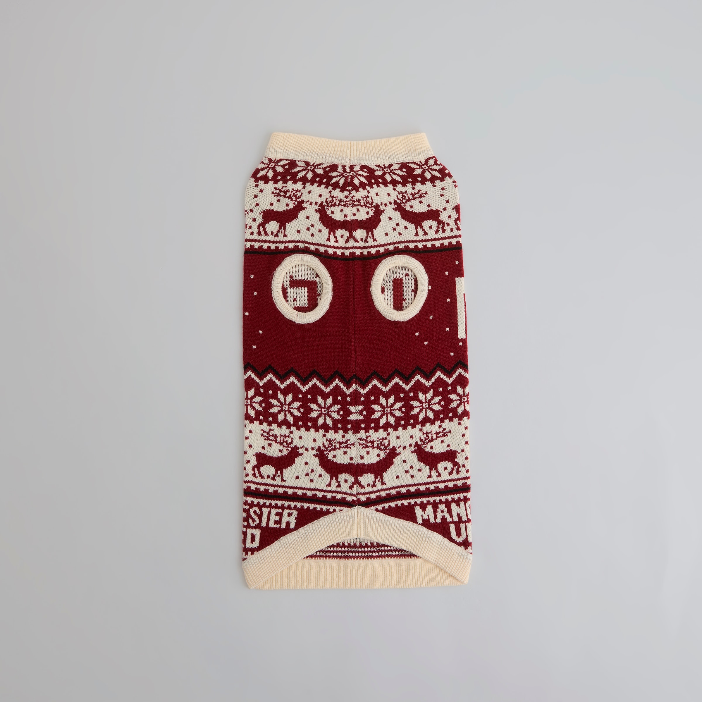 Manchester United Pet Fairisle Christmas Jumper Red Multi Detail [3-4]