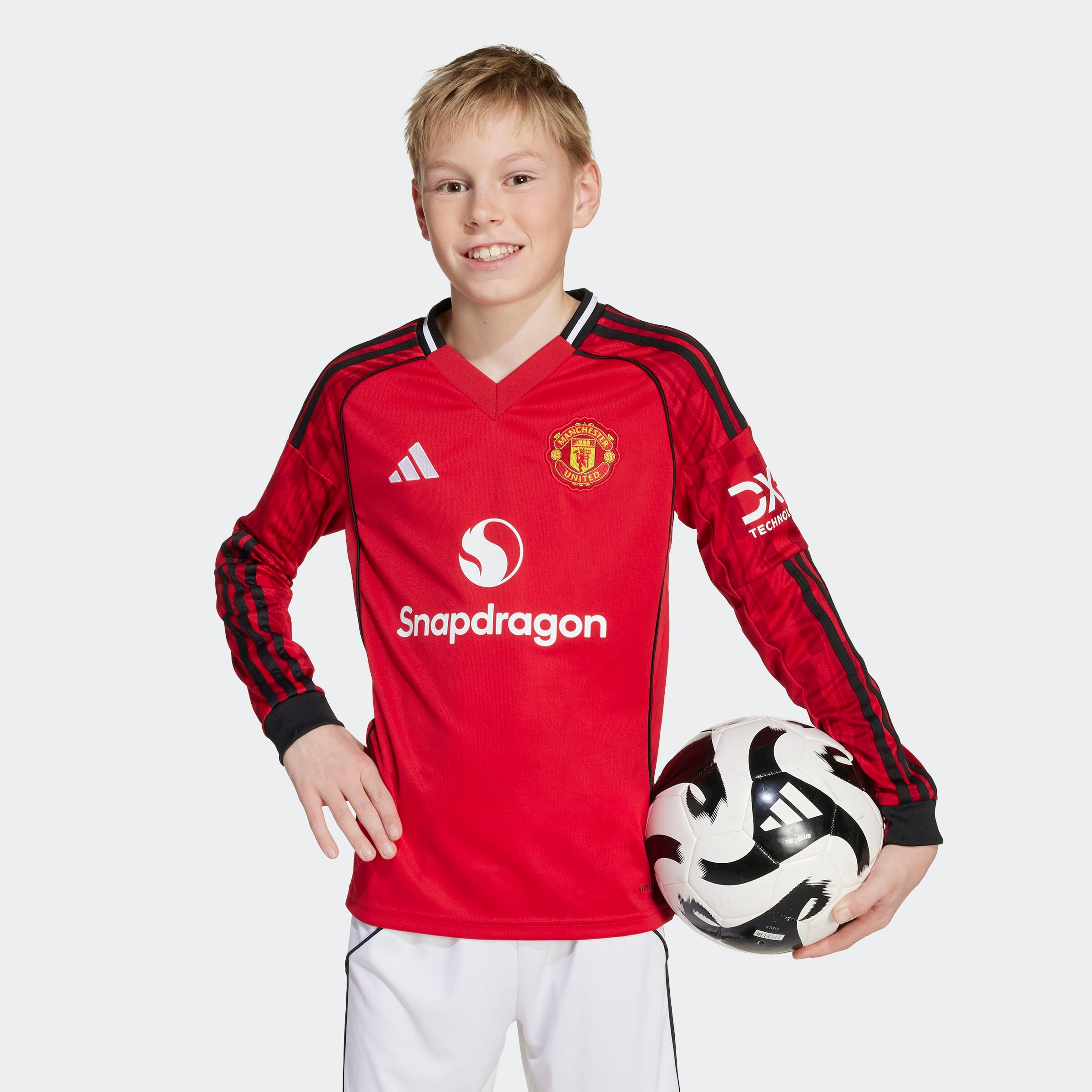 Manchester United Kids 25/26 Home Long Sleeve Jersey Red Detail [7-9]