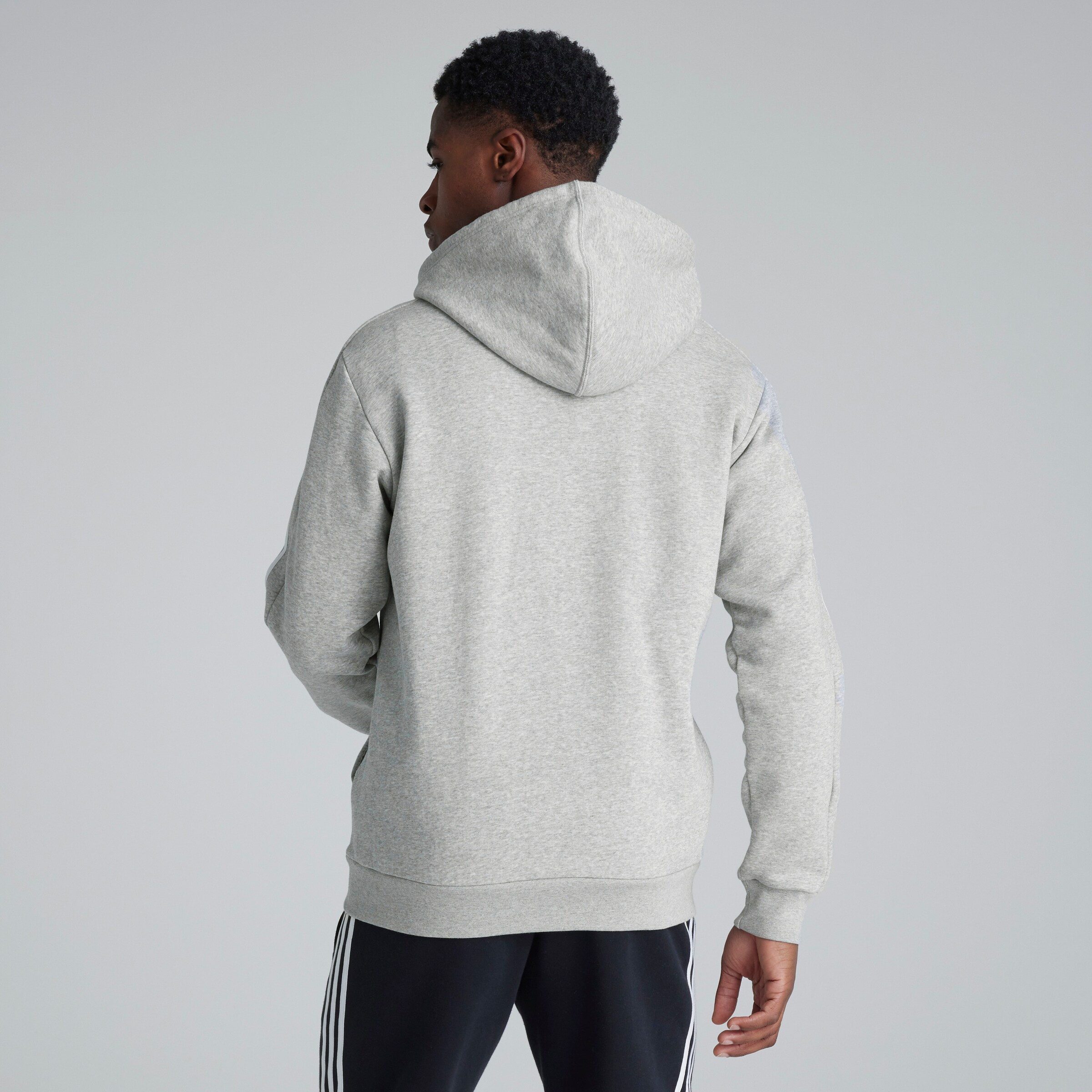 Manchester United x adidas Essentials Fleece 3-Stripes Hoodie Grey Grey Detail [2-6]