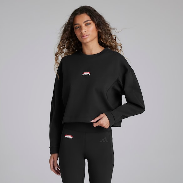 Manchester United x adidas Womens City Escape Doubleknit Sweatshirt Black Black