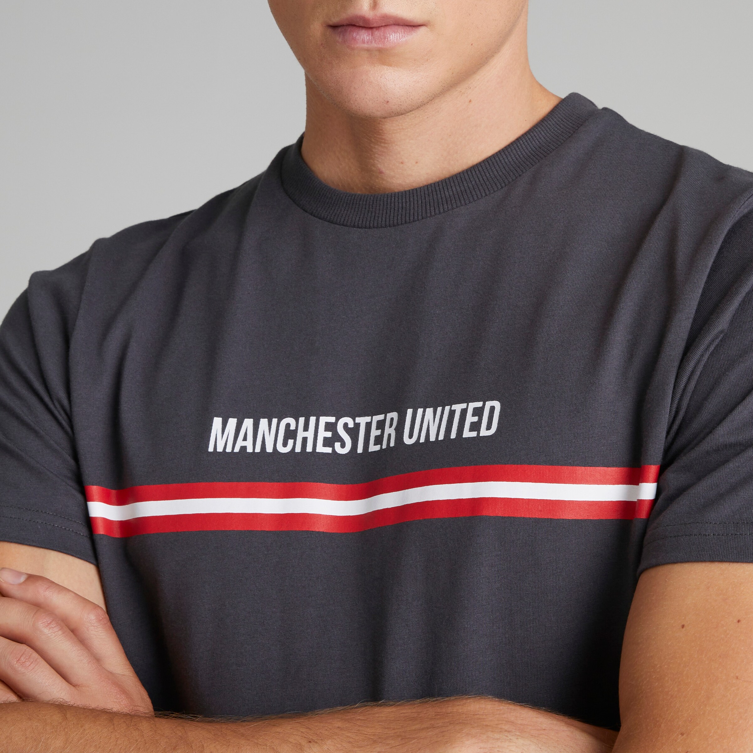 Manchester United Mens Bar Stripe Pyjama Set Grey Grey Detail [5-5]