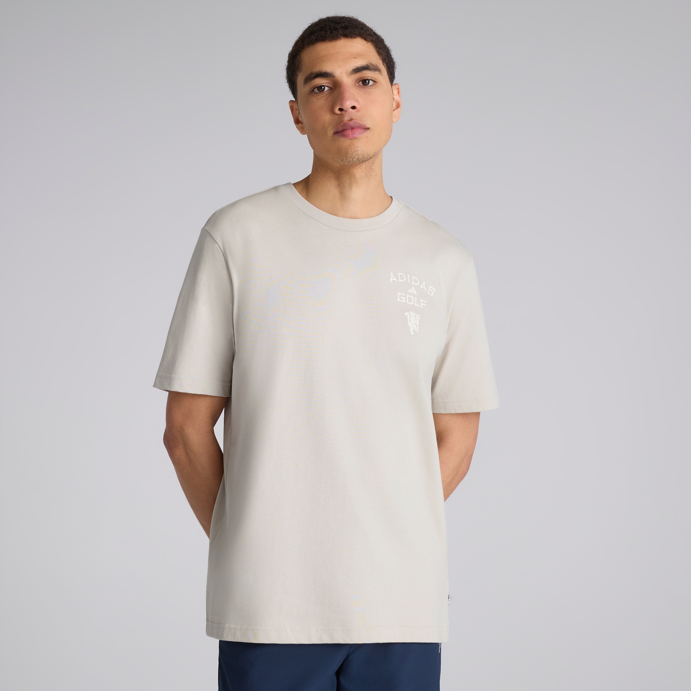Manchester United x adidas Golf Chip in Paradise Graphic T-Shirt Beige White