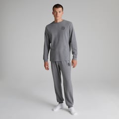 Manchester United Mens Waffle Long Sleeve Pyjama Set Grey