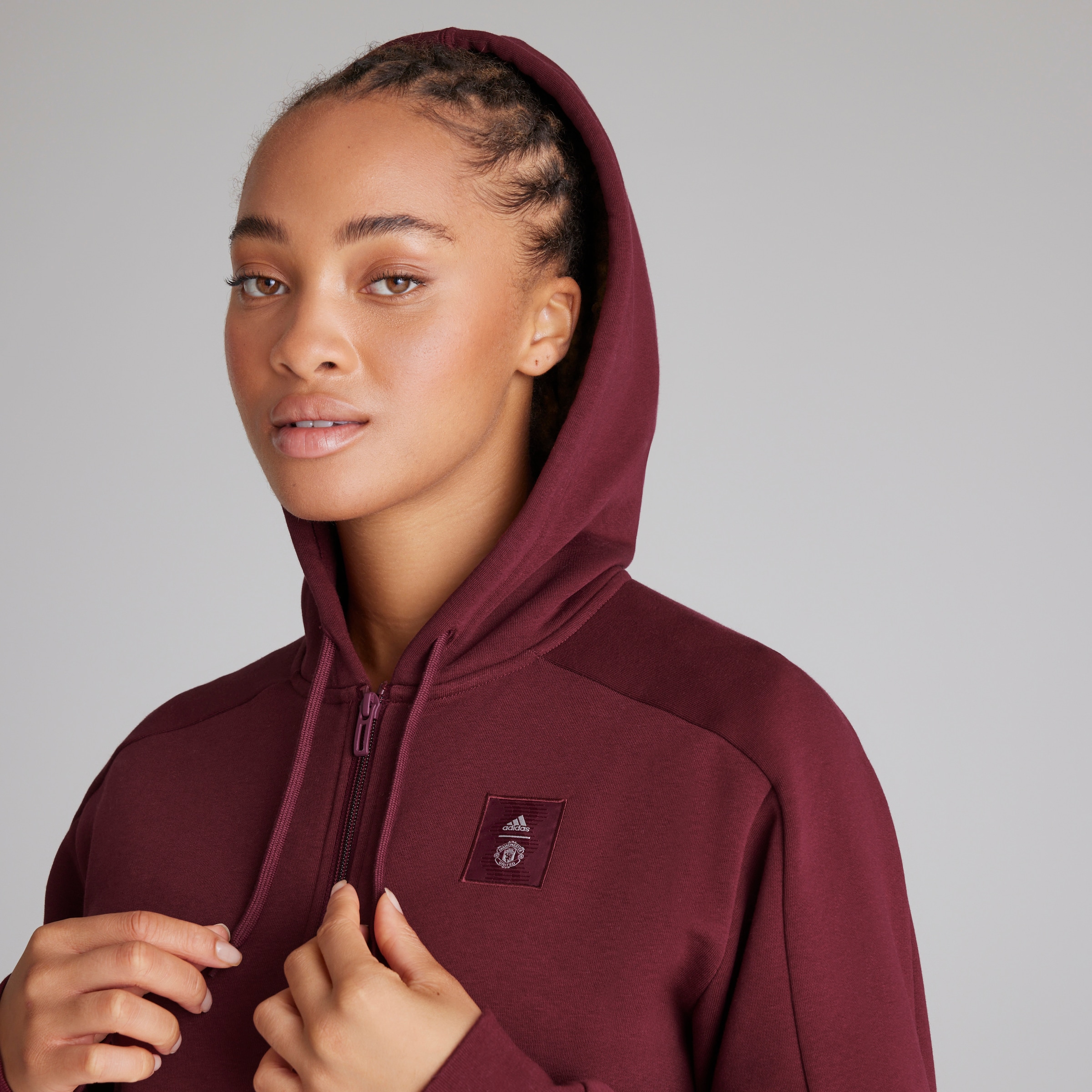 Manchester United x adidas SZNL Full Zip Hoodie Red Red Detail [3-8]