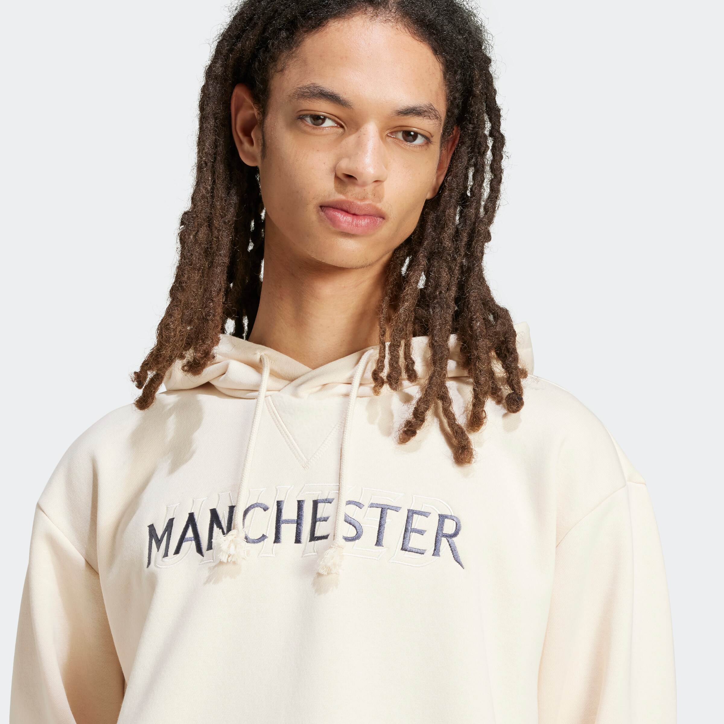 Manchester United x adidas SZNL Overhead Hoodie White White Detail [4-5]