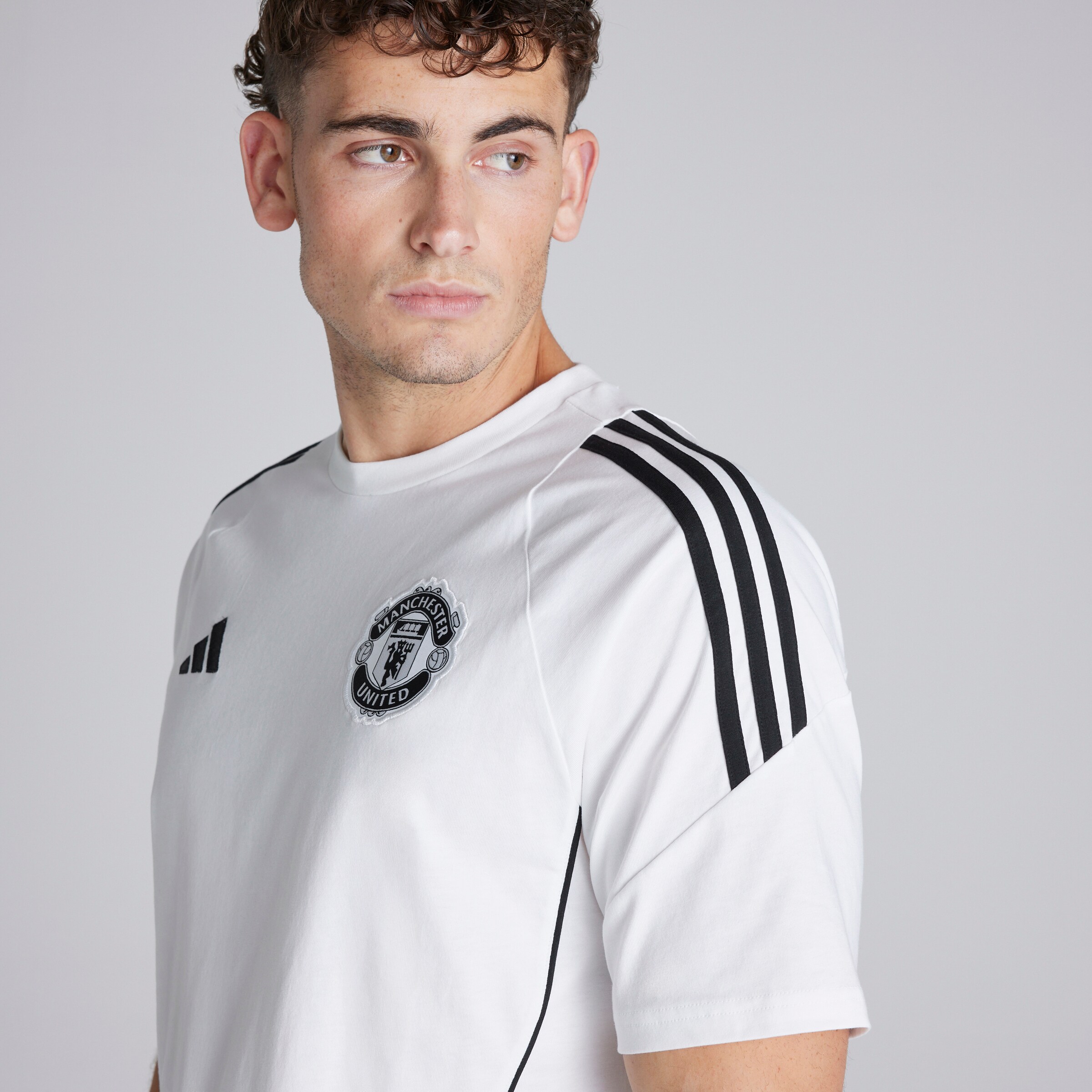 Manchester United Tiro 25 Competition Cotton T-Shirt Blanc Détail [5-7]