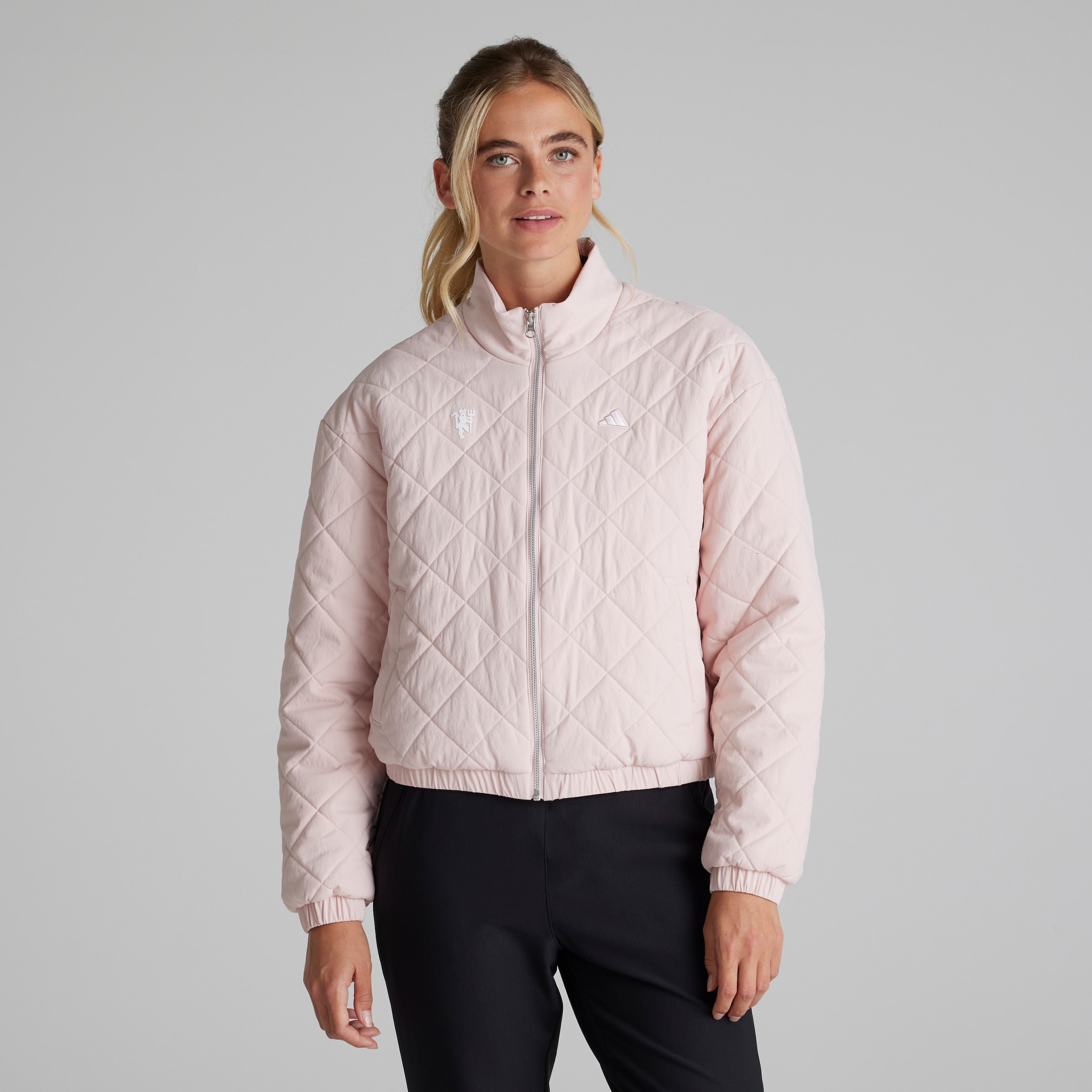 Adidas jacket pink and white online