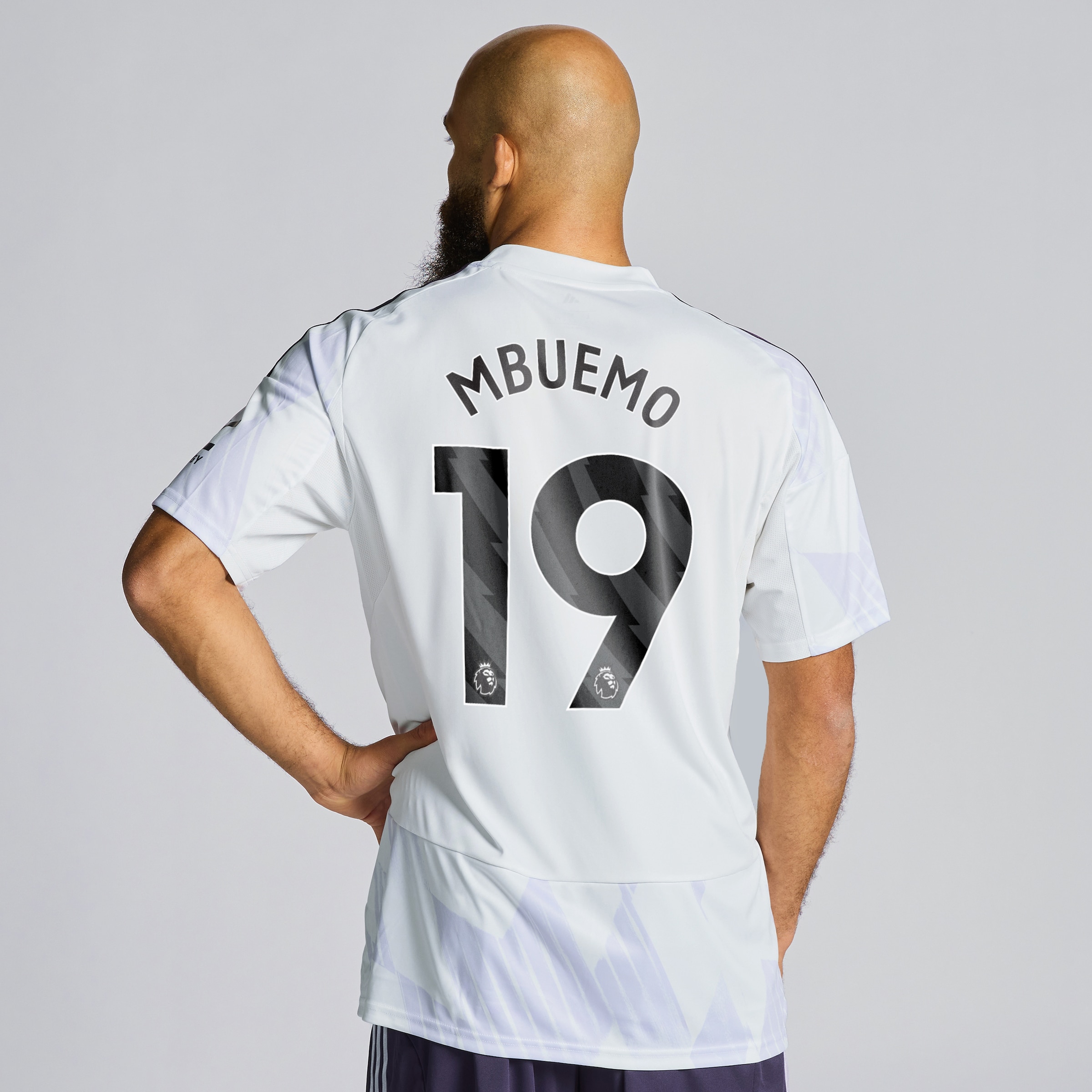 Manchester United 25/26 Away Jersey with Mbuemo 19 EPL Printing & Badge White