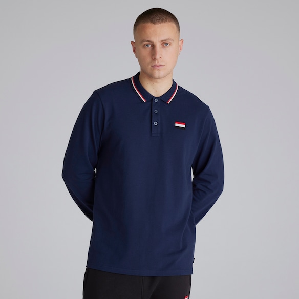 Manchester United Long Sleeve Polo Shirt Navy Navy blue