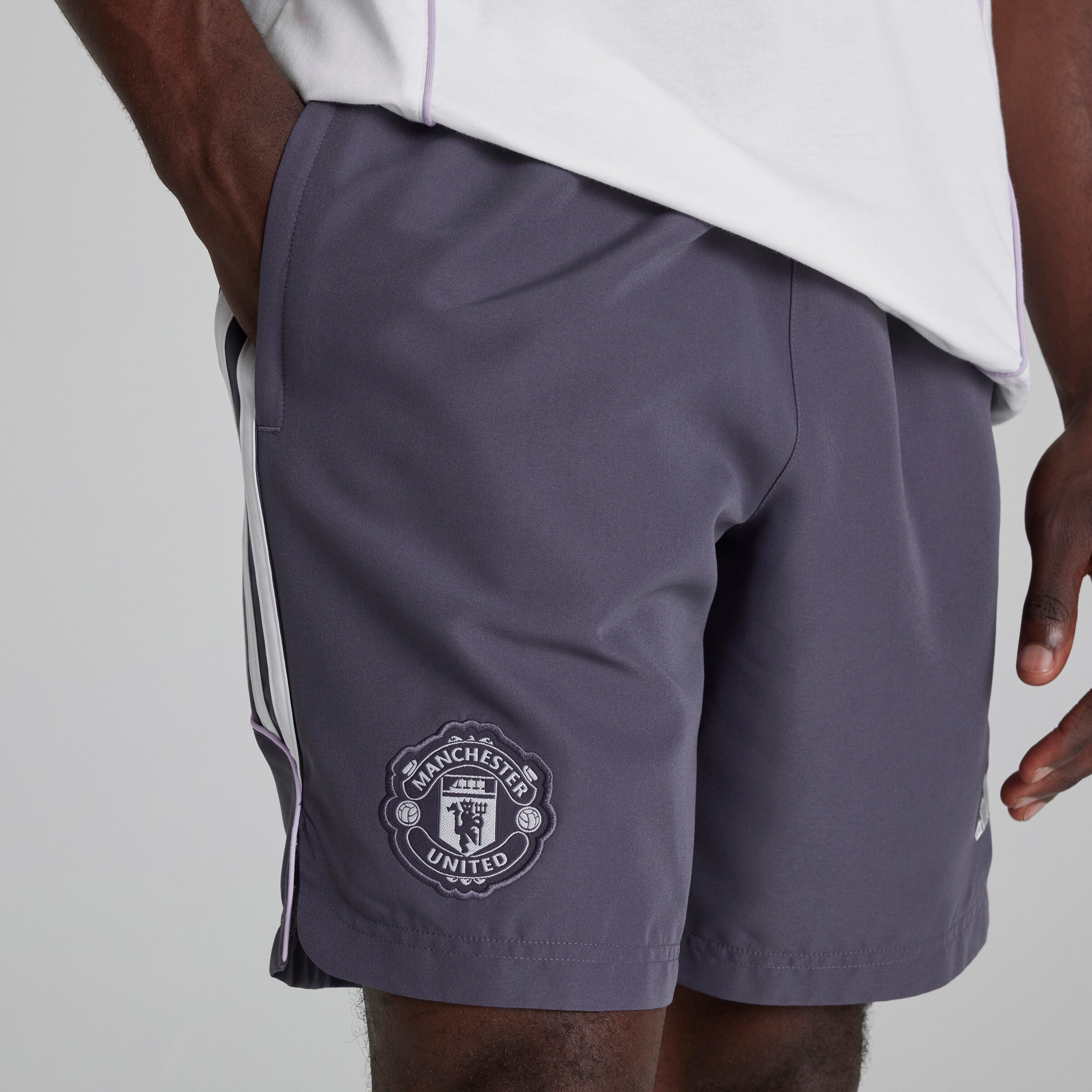 Manchester United x adidas Urban Purist Shorts Purple Purple Detail [4-6]