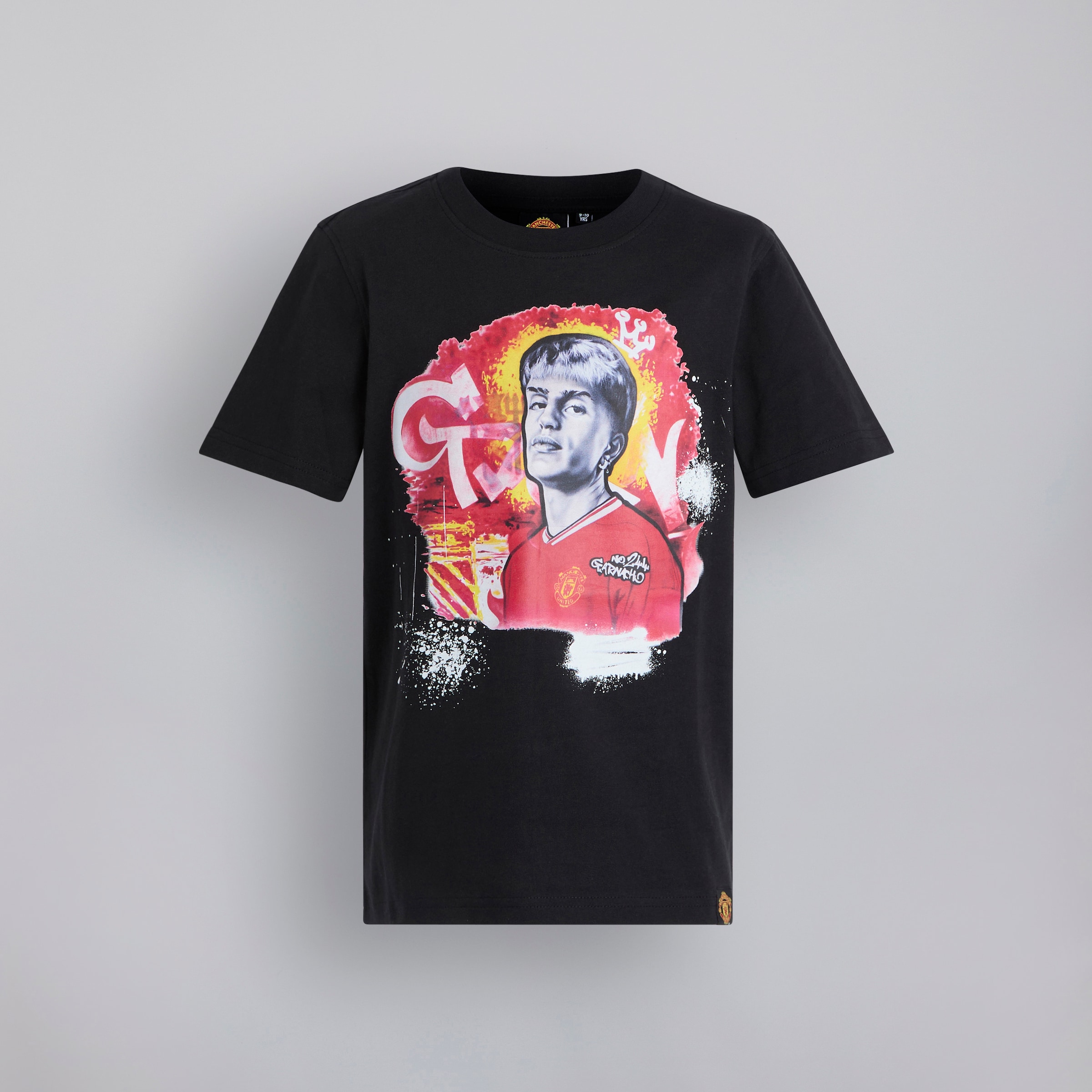 Manchester United Kids Graffiti Garnacho T-Shirt Black Black
