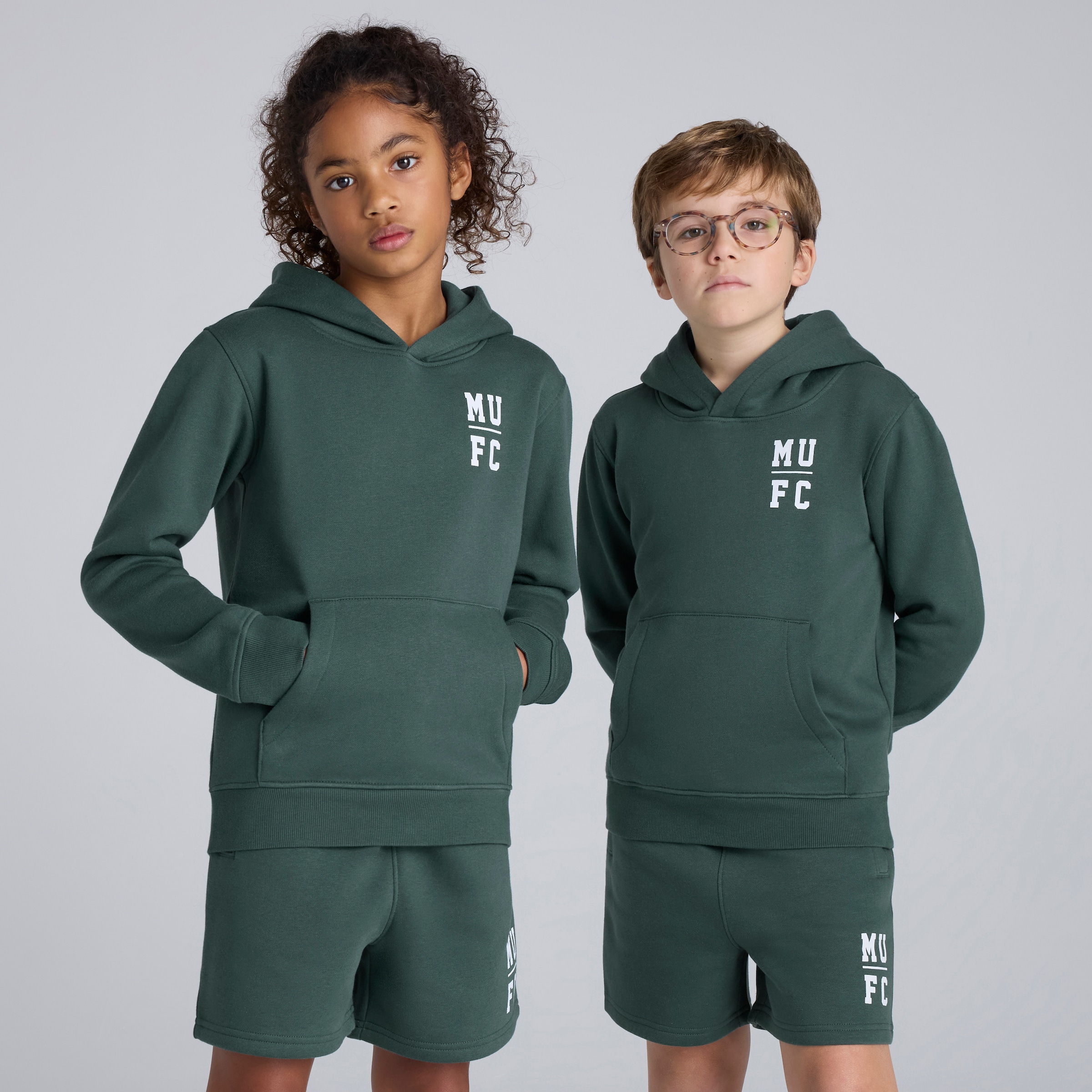 Manchester United Kids Varsity Back Print Overhead Hoodie Green Green