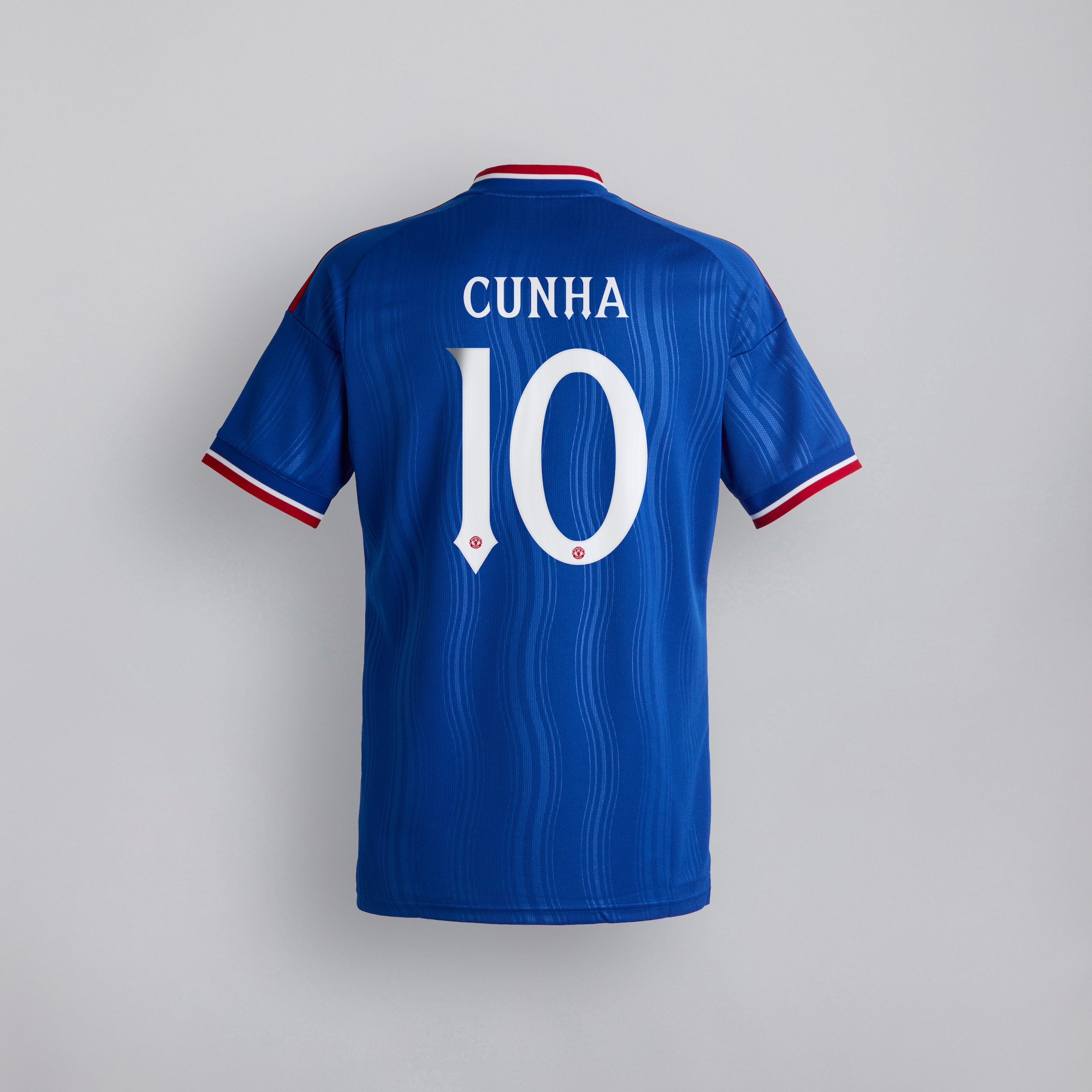 Manchester United 26/27 Away Kids Jersey with Cunha 10 UCL Printing & Badge Blue