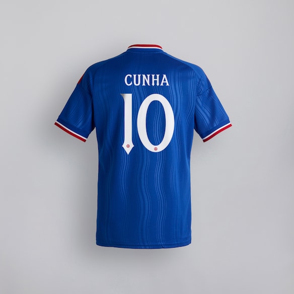 Manchester United 26/27 Away Kids Jersey with Cunha 10 UCL Printing & Badge Blue