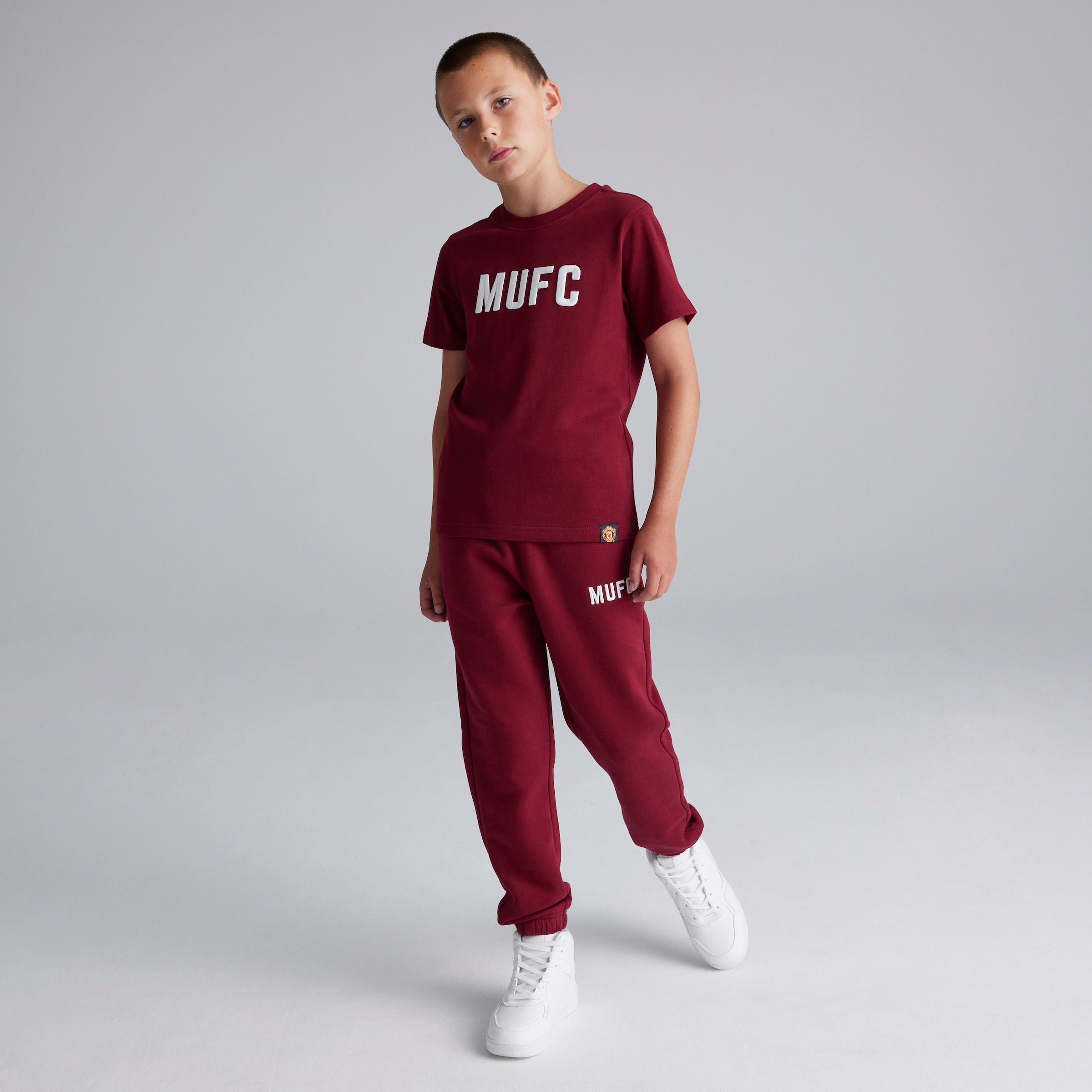 Manchester United Kids MUFC T-Shirt Burgundy Red Detail [3-6]