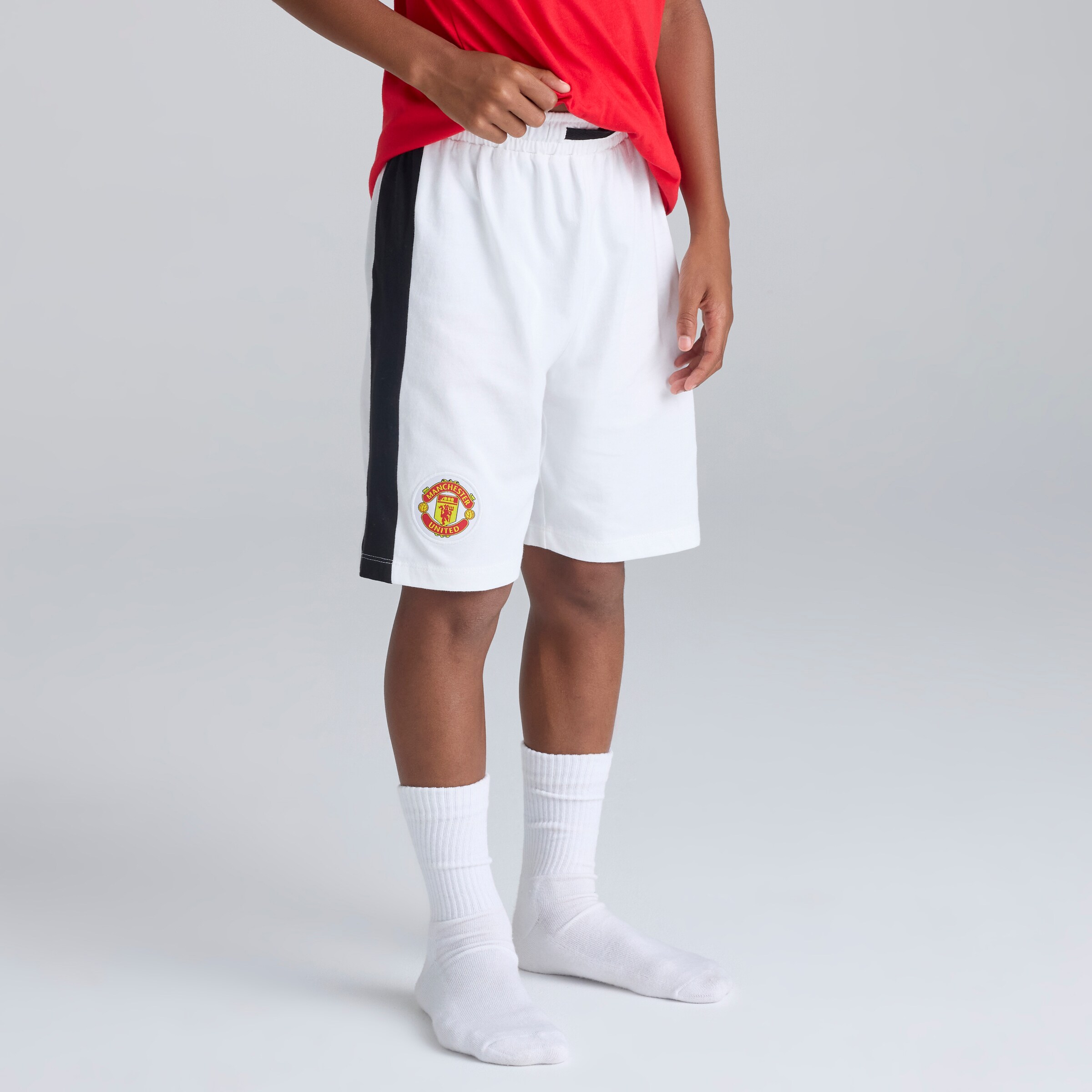 Manchester United Boys Pyjama Top & Shorts Set Red Red Detail [4-6]