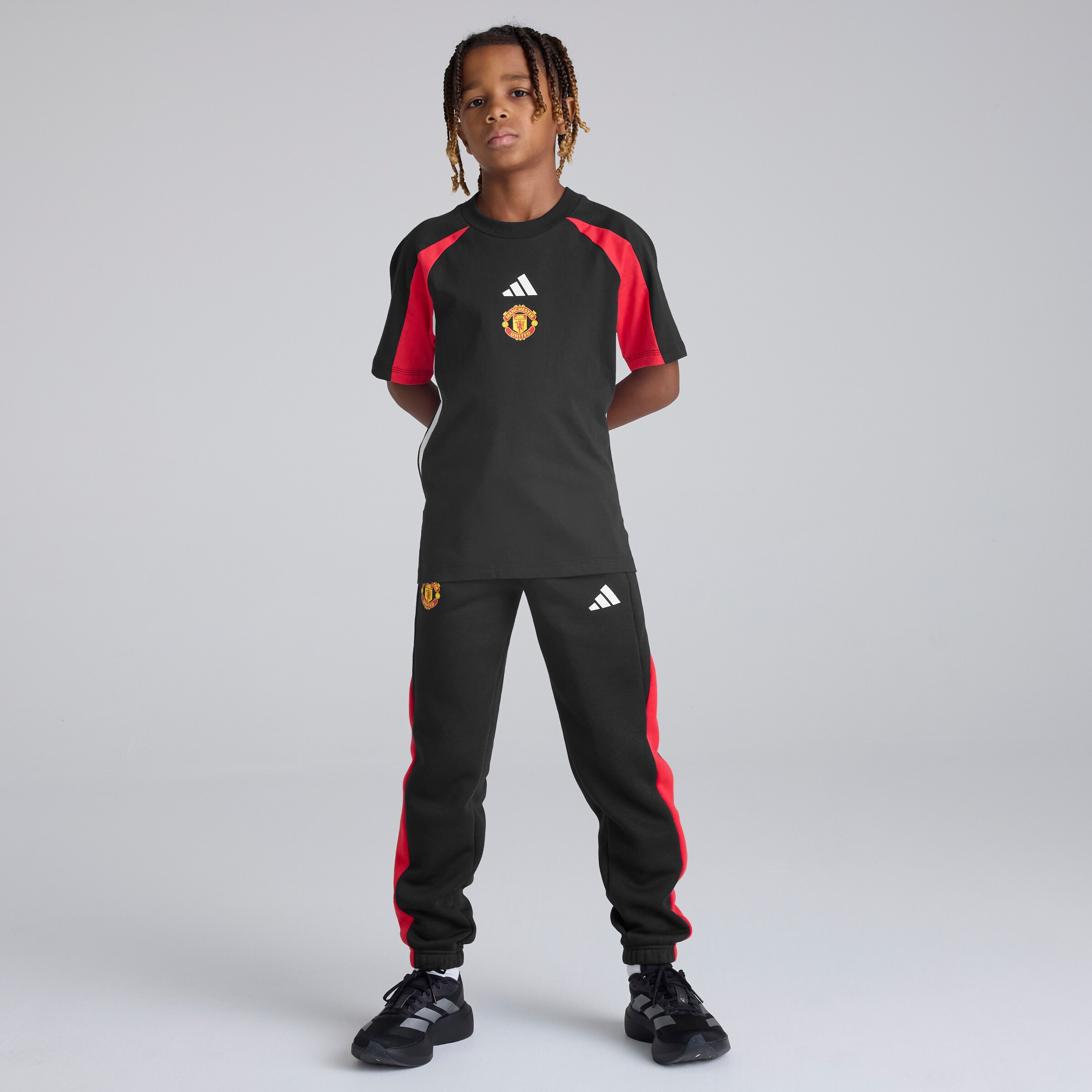 Manchester United x adidas Kids Colourblock T-Shirt Black/Red Black Detail [3-5]