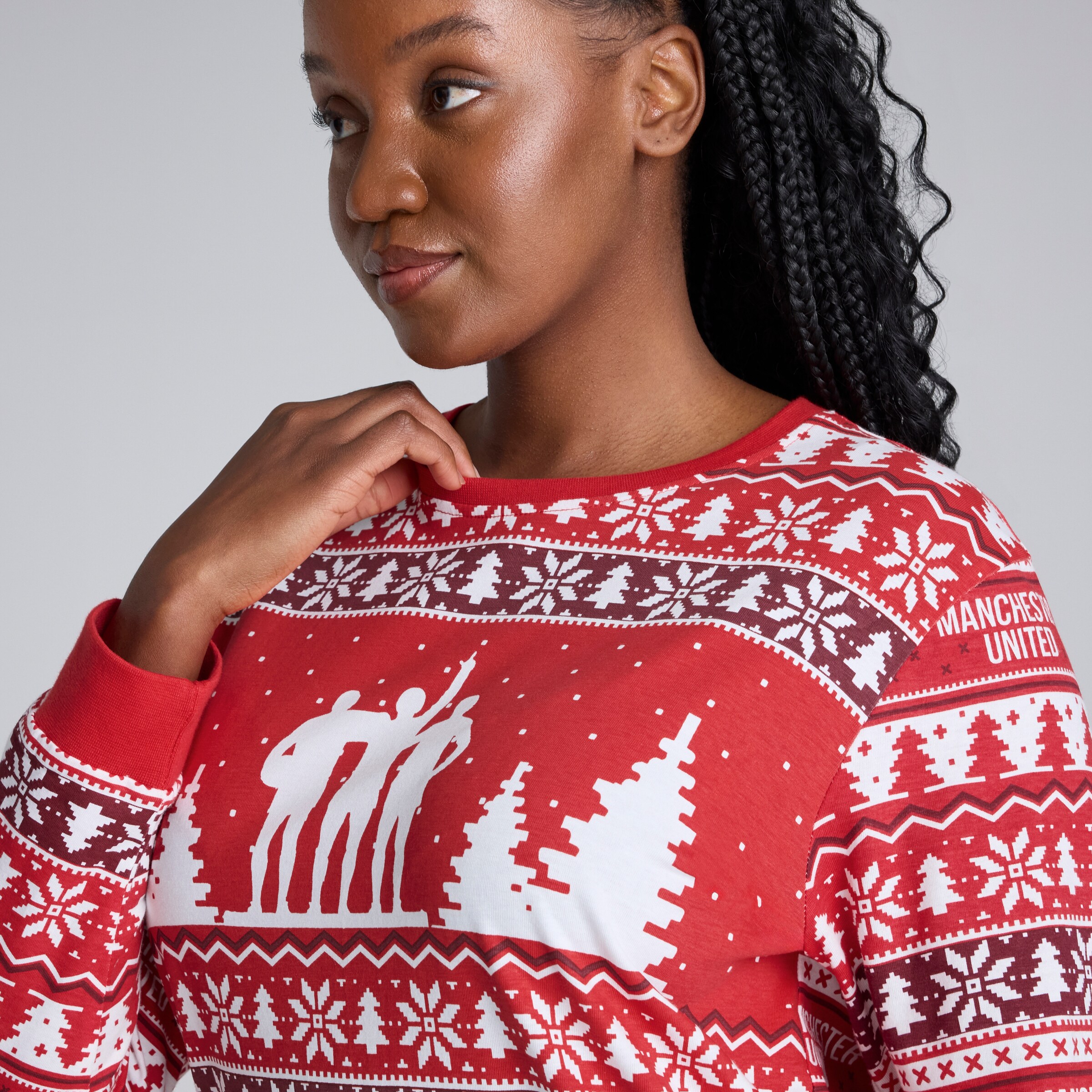 Manchester United Womens Christmas Fairisle Pyjama Red Red Detail [5-6]