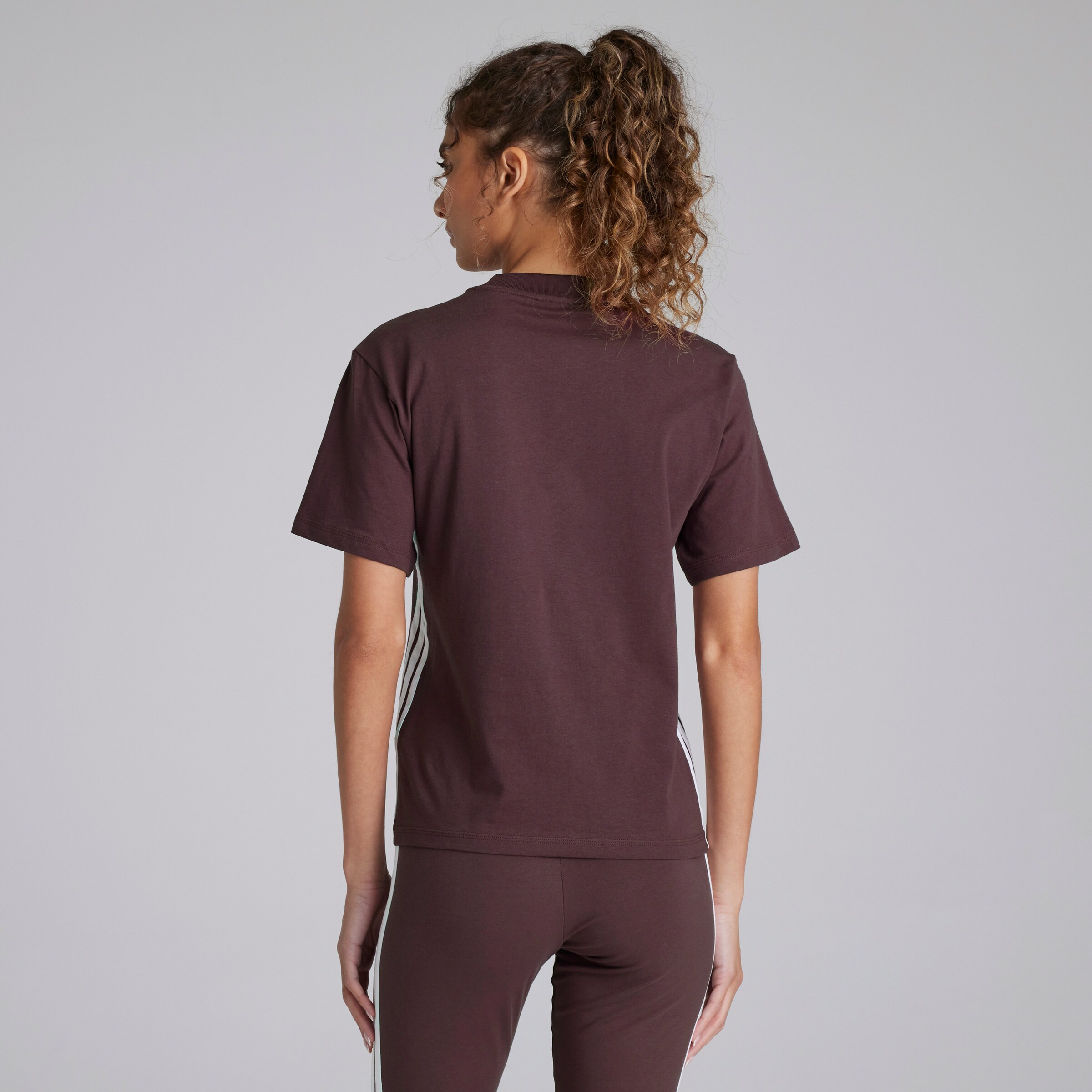 Manchester United x adidas Womens Essentials 3-Stripes Cotton T-Shirt Red Red Detail [2-5]