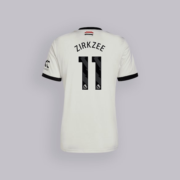 Manchester United 24/25 Third Jersey Kids with Zirkzee 11 EPL Printing & Badge White