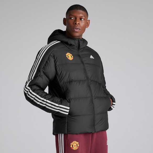 Manchester United x adidas Essentials Midweight Down Hooded Jacket Black Black
