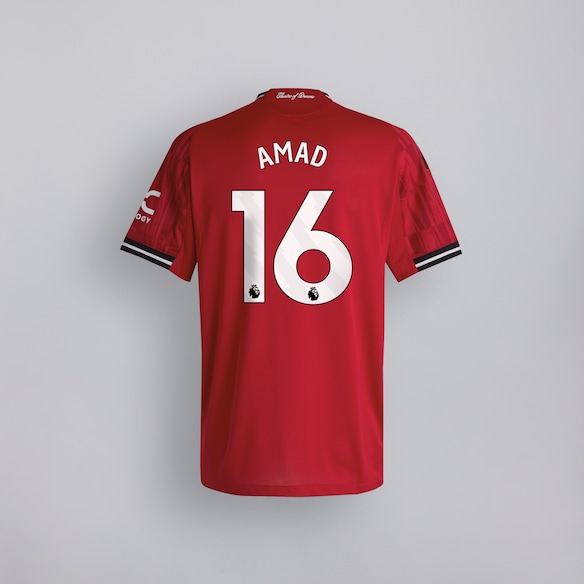Manchester United 25/26 Home Jersey with Amad 16 EPL Printing & Badge 빨간색