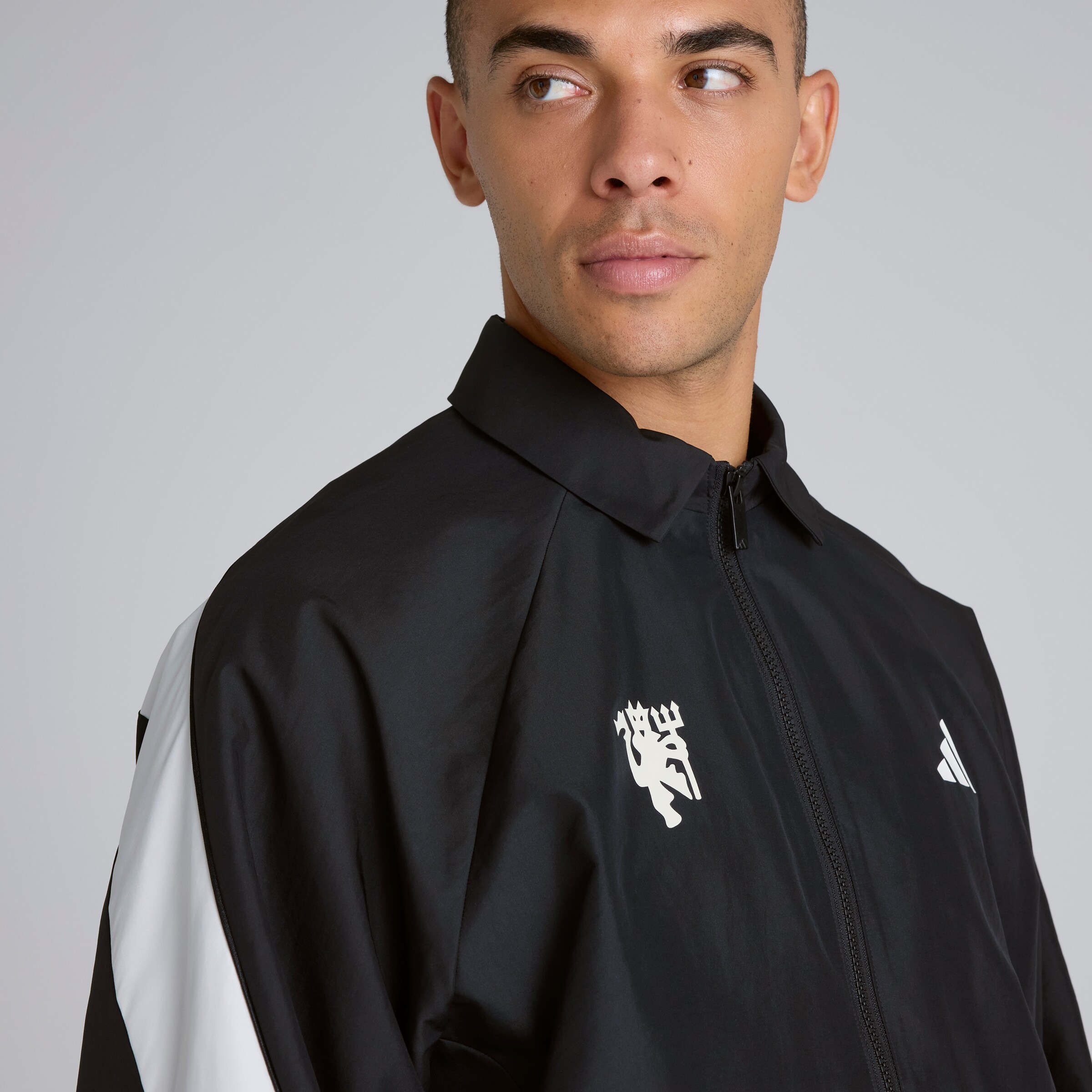 Manchester United x adidas Stadium Track Top Black Black Detail [4-5]