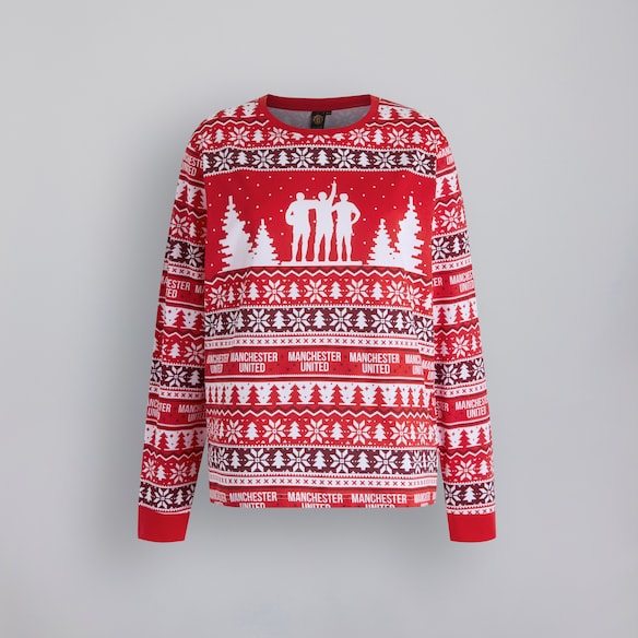 Manchester United Womens Christmas Fairisle Pyjama Red Red
