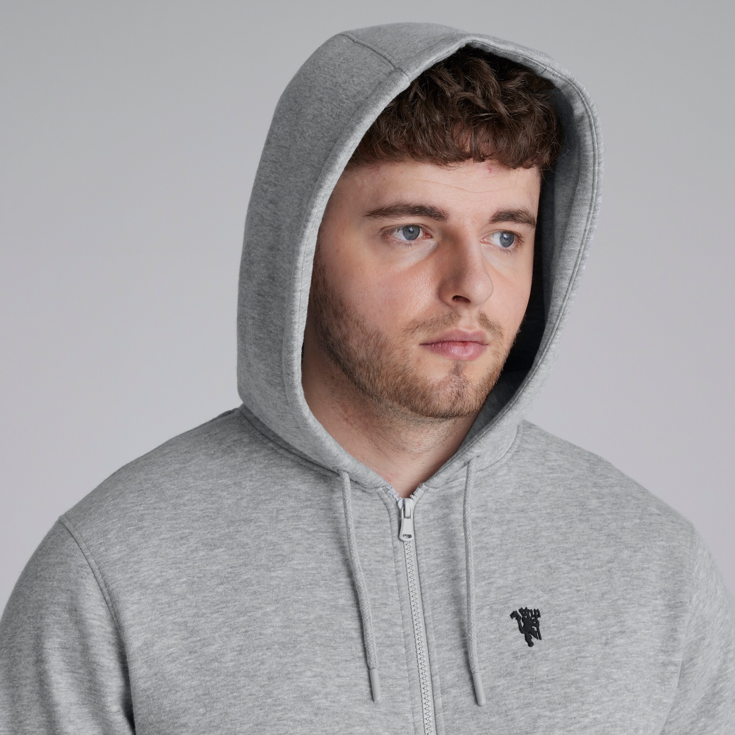 Manchester United Devil Essentials Full Zip Hoodie Grey Grey Detail [5-5]