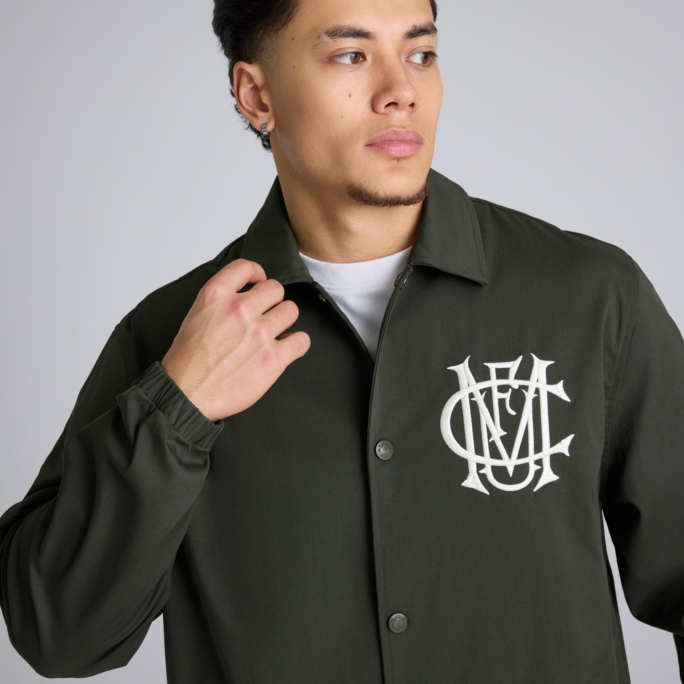 Manchester United Archive Coach Jacket Charcoal Detail [4-6]