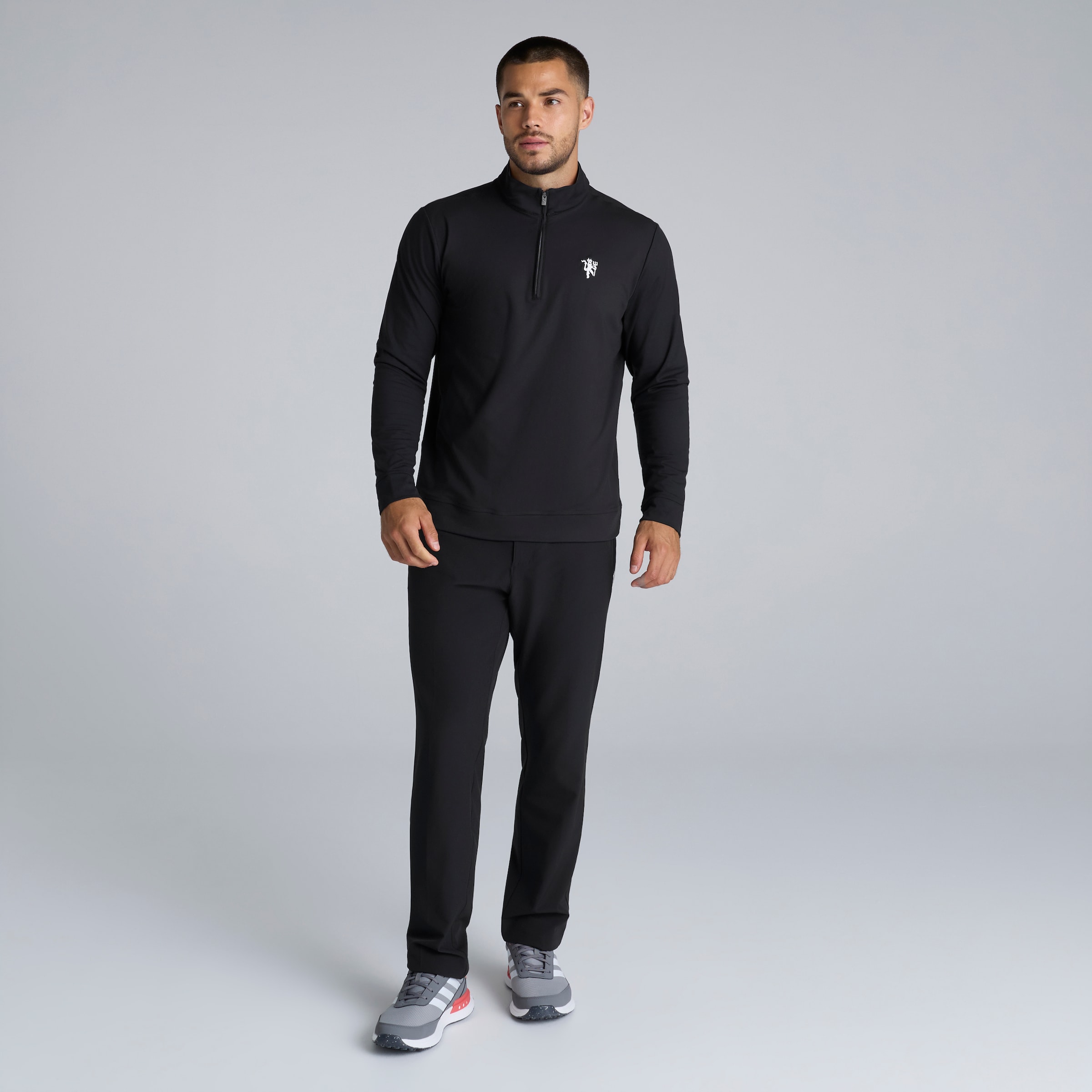 Manchester United x adidas Golf Ultimate 365 Quarter-Zip Black Black Detail [3-5]