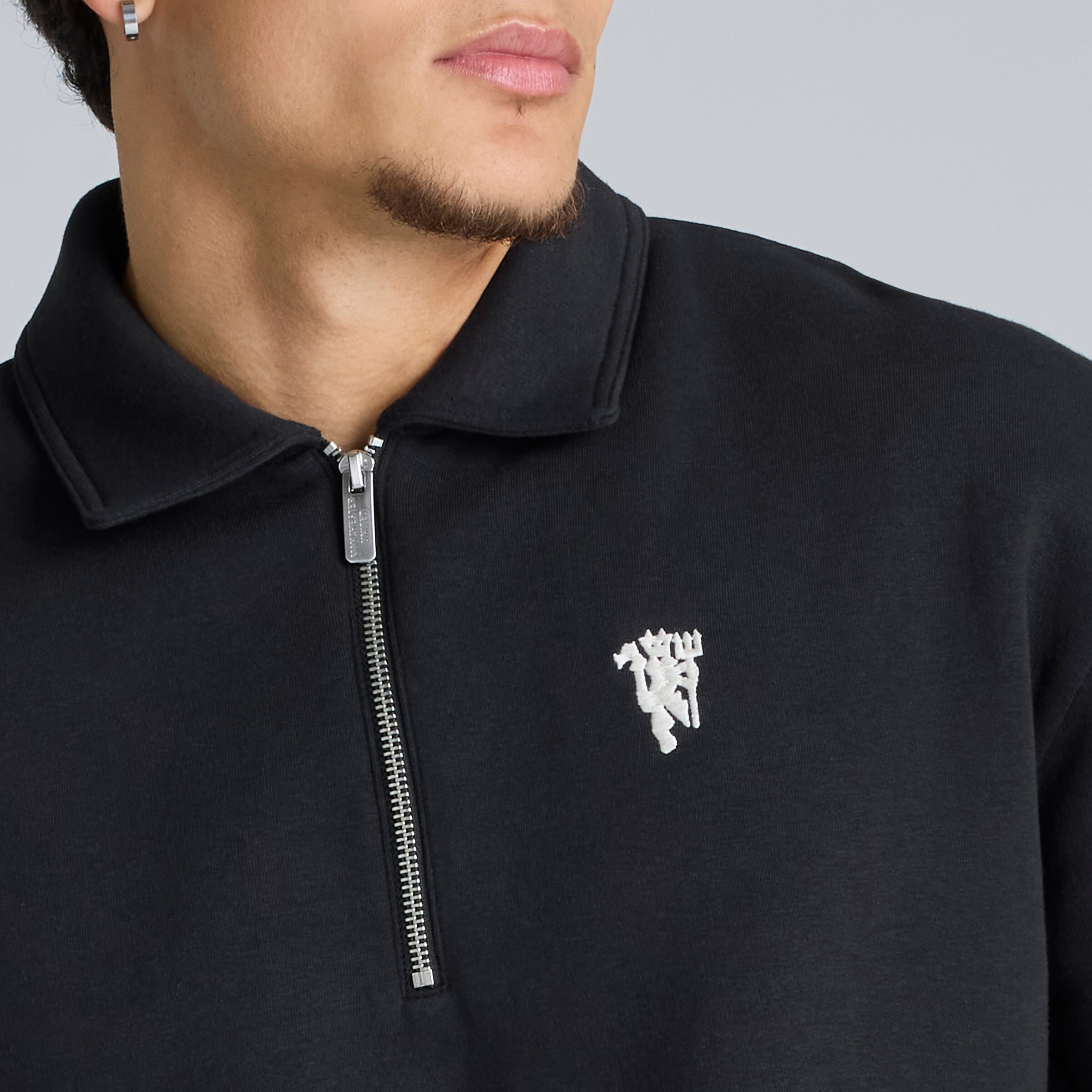 Manchester United Hated Adored Never Ignored Quarter Zip Sweatshirt Black Black Detail [6-6]