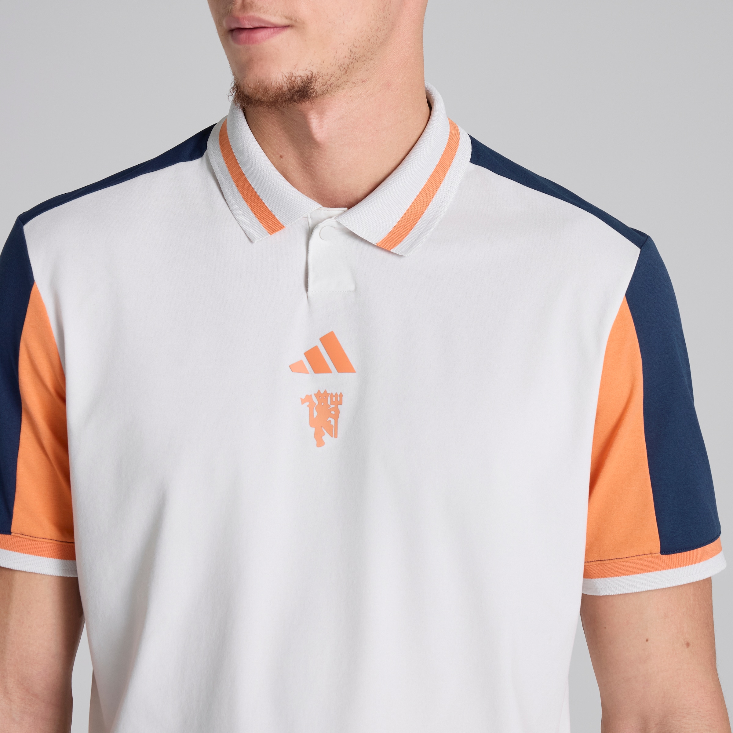Manchester United x adidas Golf Beyond The Course Polo Shirt Grey Grey Detail [5-5]