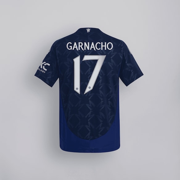 Manchester United 24/25 Away Jersey Kids with Garnacho 17 Cup Printing Bleu