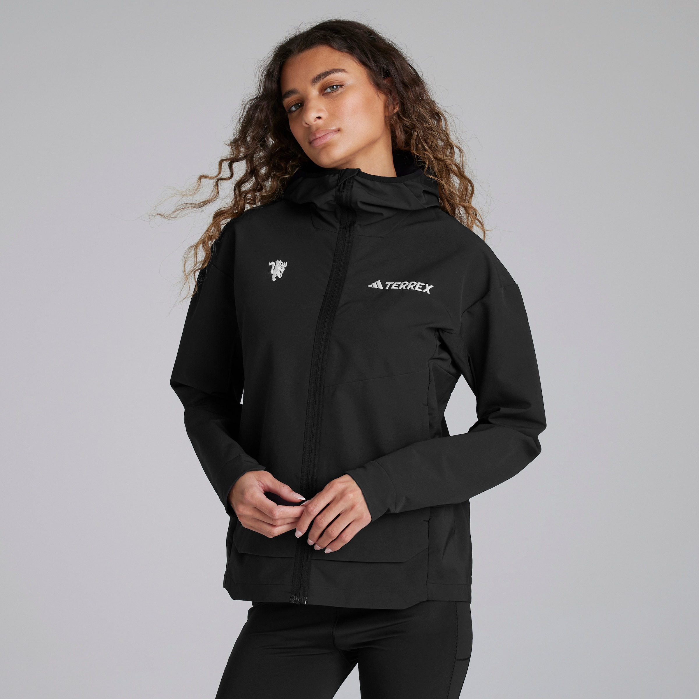 Manchester United x adidas Womens Terrex Multi Softshell Jacket Black Black