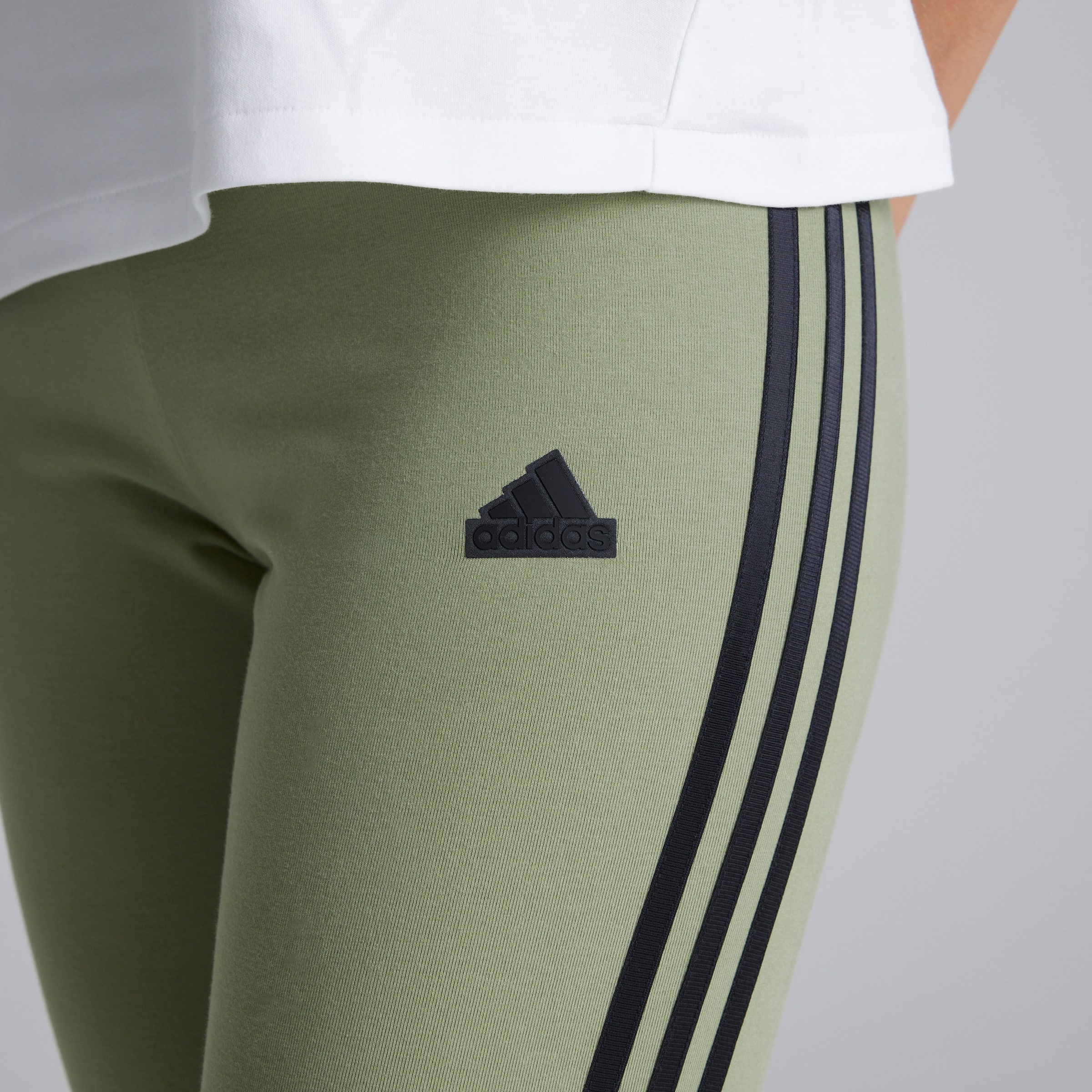 Adidas 3 stripe leggings green online