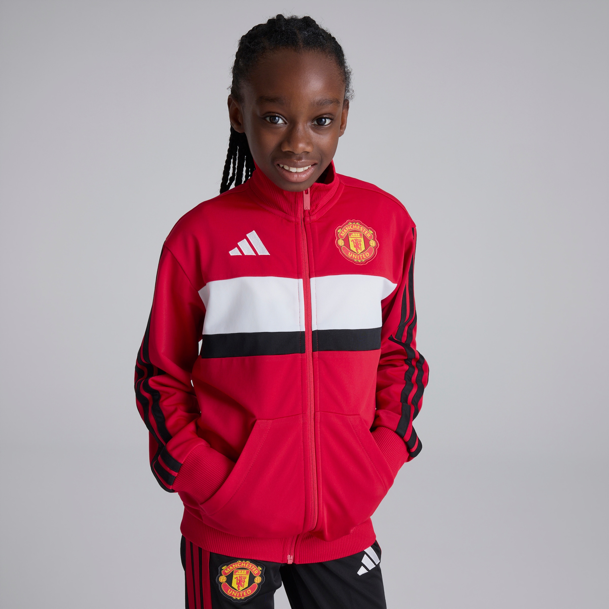 Manchester United x adidas Kids DNA Tracksuit Red Red Detail [3-6]