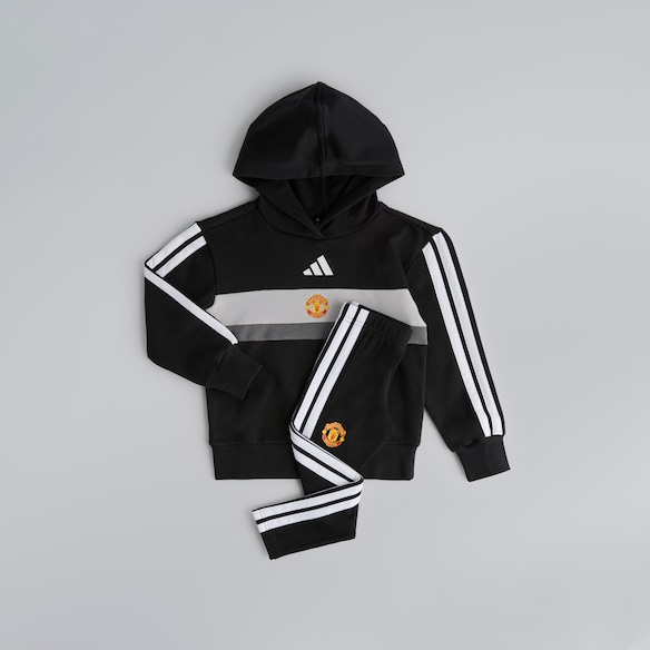 Manchester United x adidas Kids Essentials Tiberio 3-Stripes Fleece Leggins Set Black Black