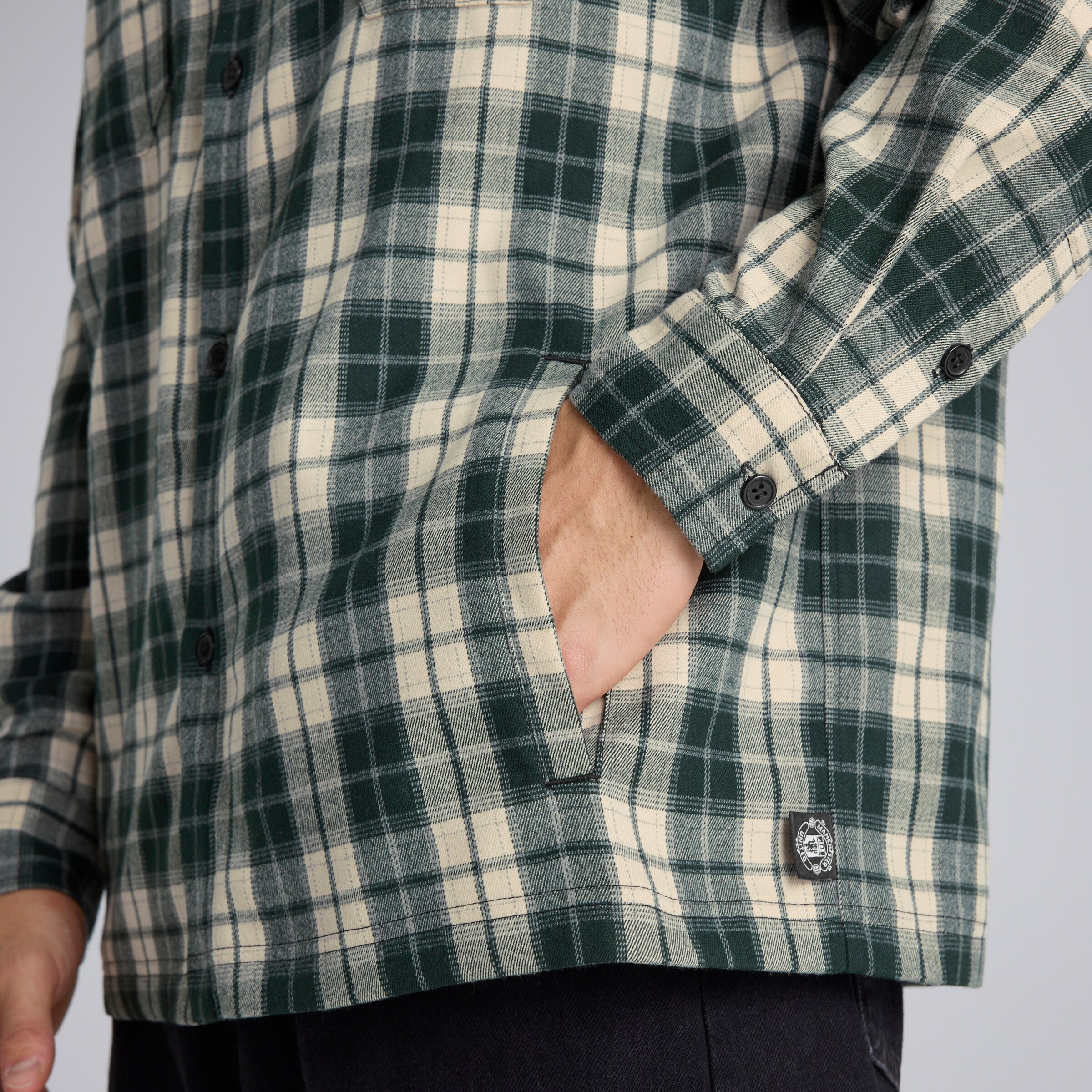 Manchester United Archive Plaid Overshirt Green Green Detail [6-6]