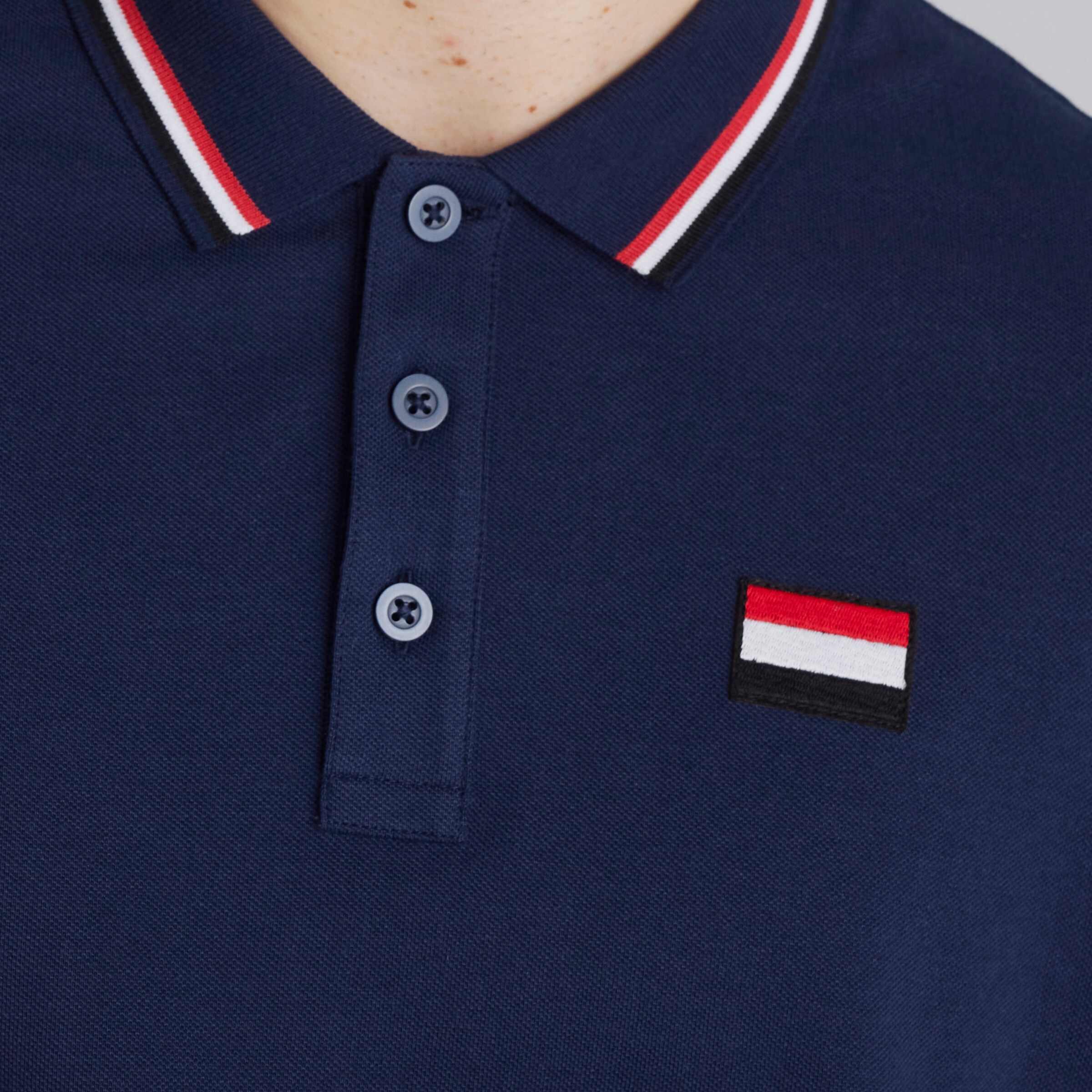 Manchester United Long Sleeve Polo Shirt Navy Navy blue Detail [4-5]