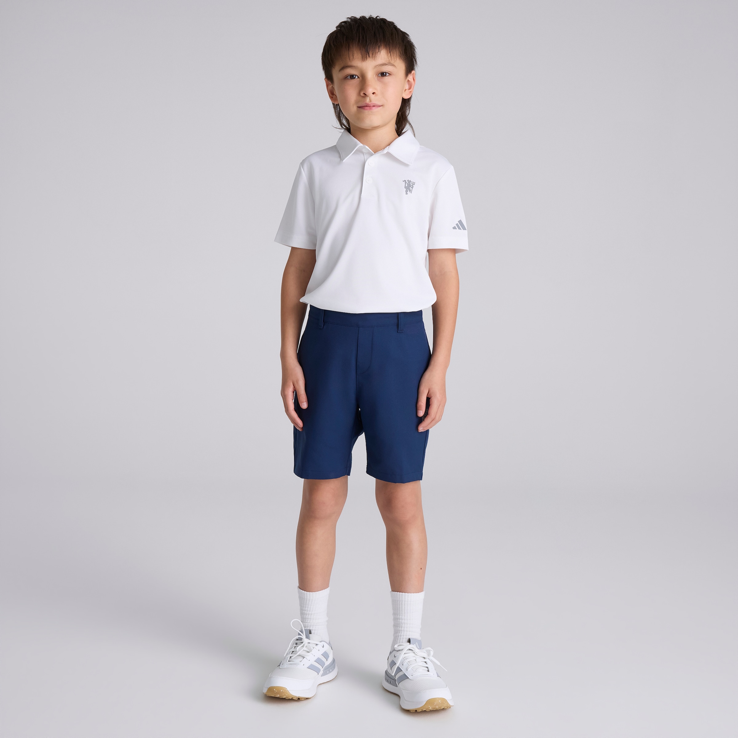 Manchester United x adidas Kids Golf Performance Polo Shirt White White Detail [3-5]