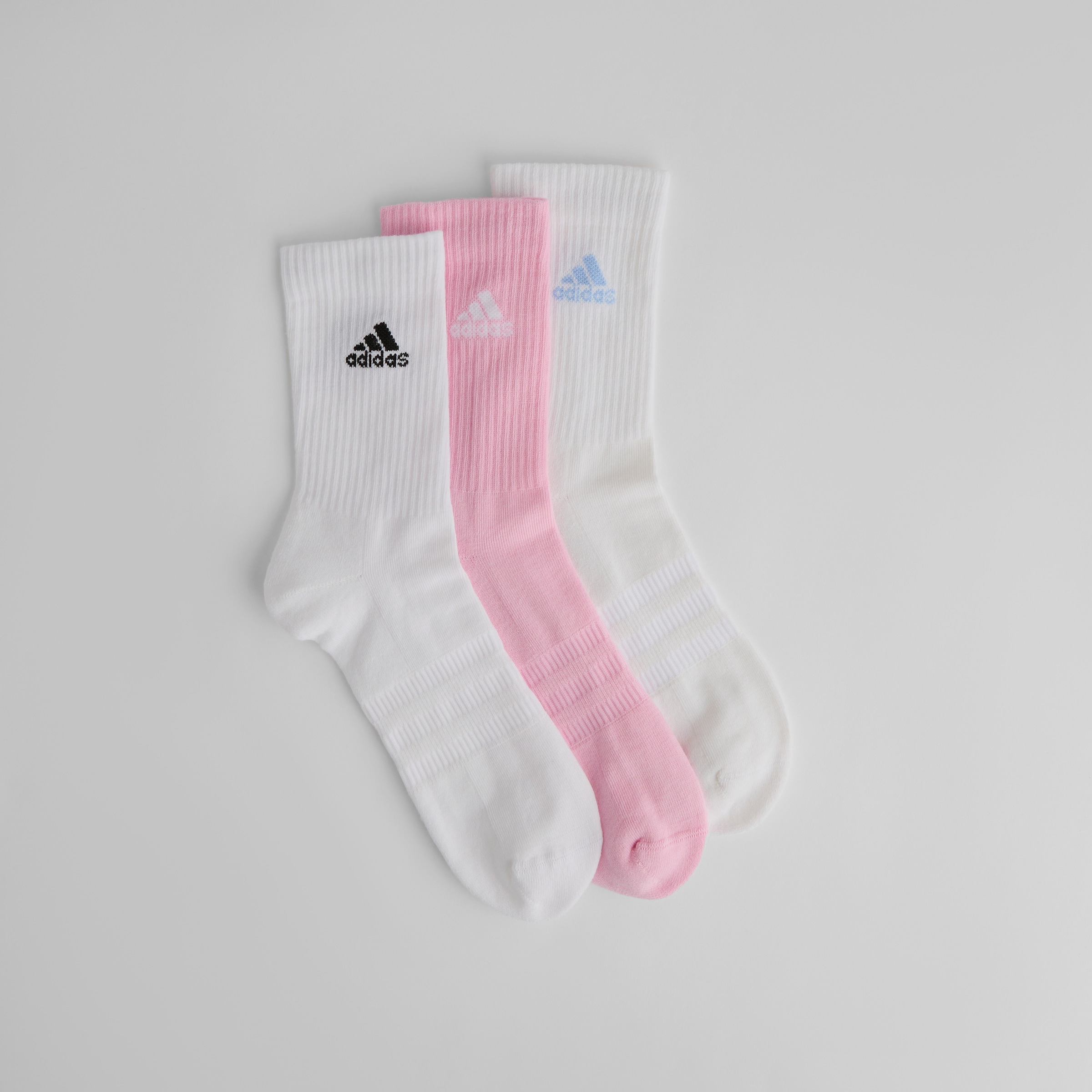 Manchester United x adidas Essentials Cushioned Crew Socks 3 Pack White/White/Pink Multi Detail [2-4]