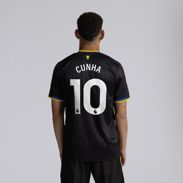 Manchester United 25/26 Third Jersey with Cunha 10 EPL Printing & Badge Schwarz