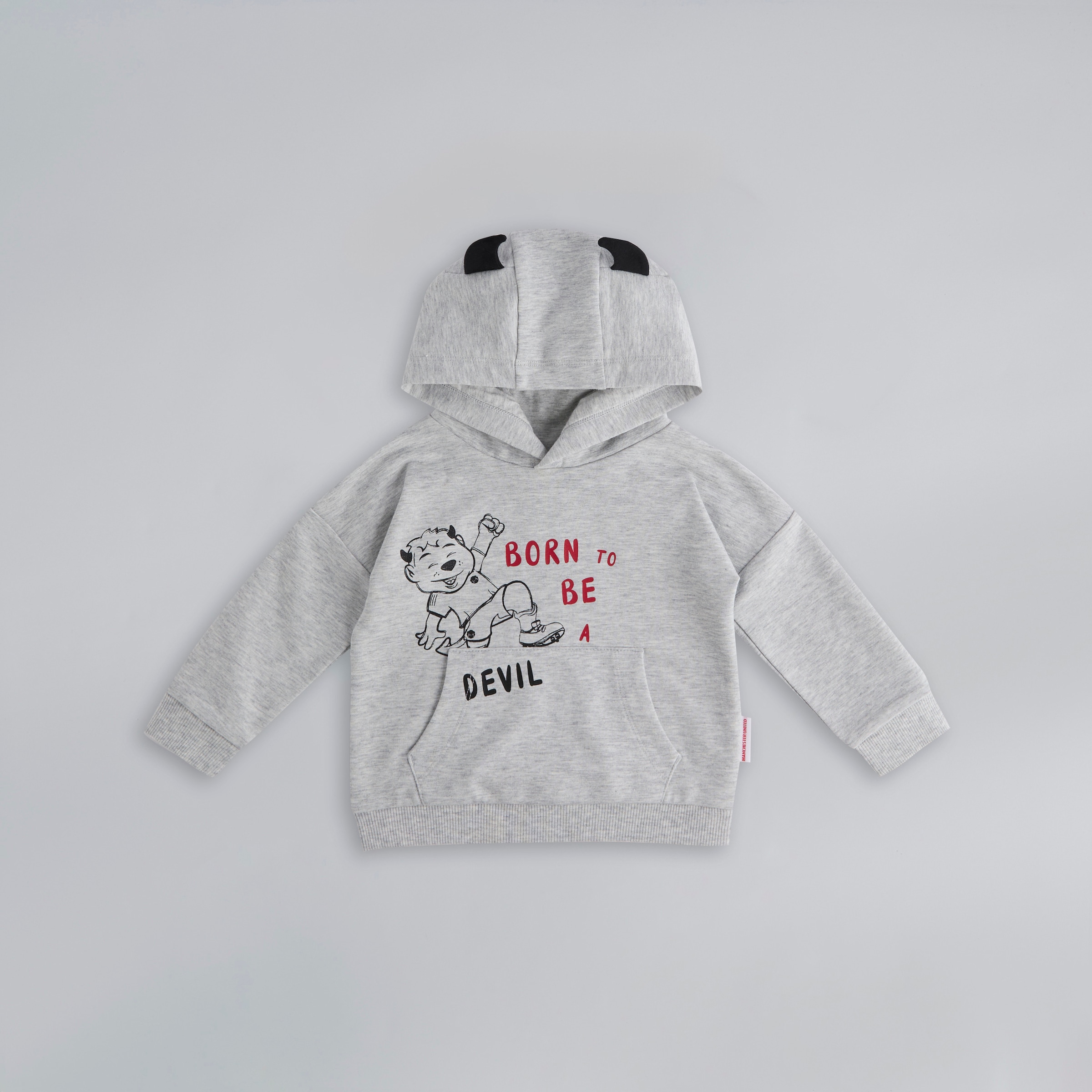 Manchester United Baby Born To Be a Devil Overhead Hoodie Grey Grey