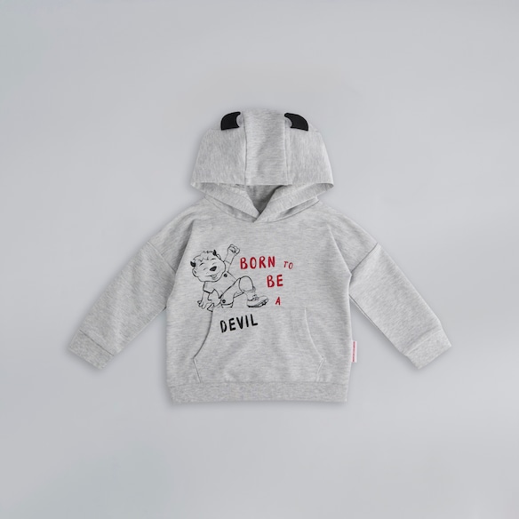 Manchester United Baby Born To Be a Devil Overhead Hoodie Grey Gris