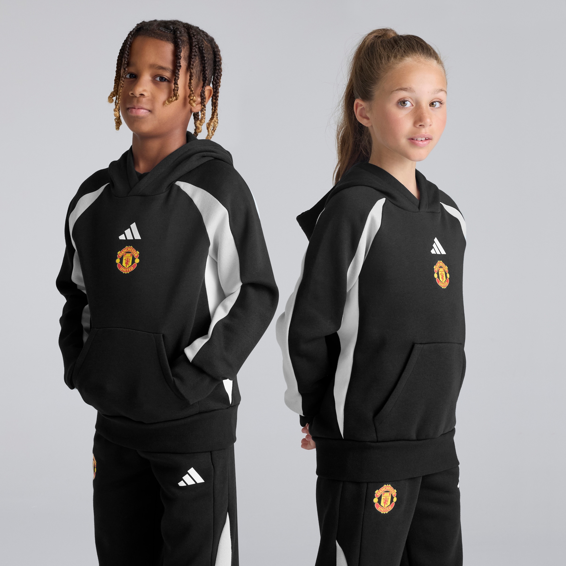 Manchester United x adidas Kids Colourblock Hoodie Black Black