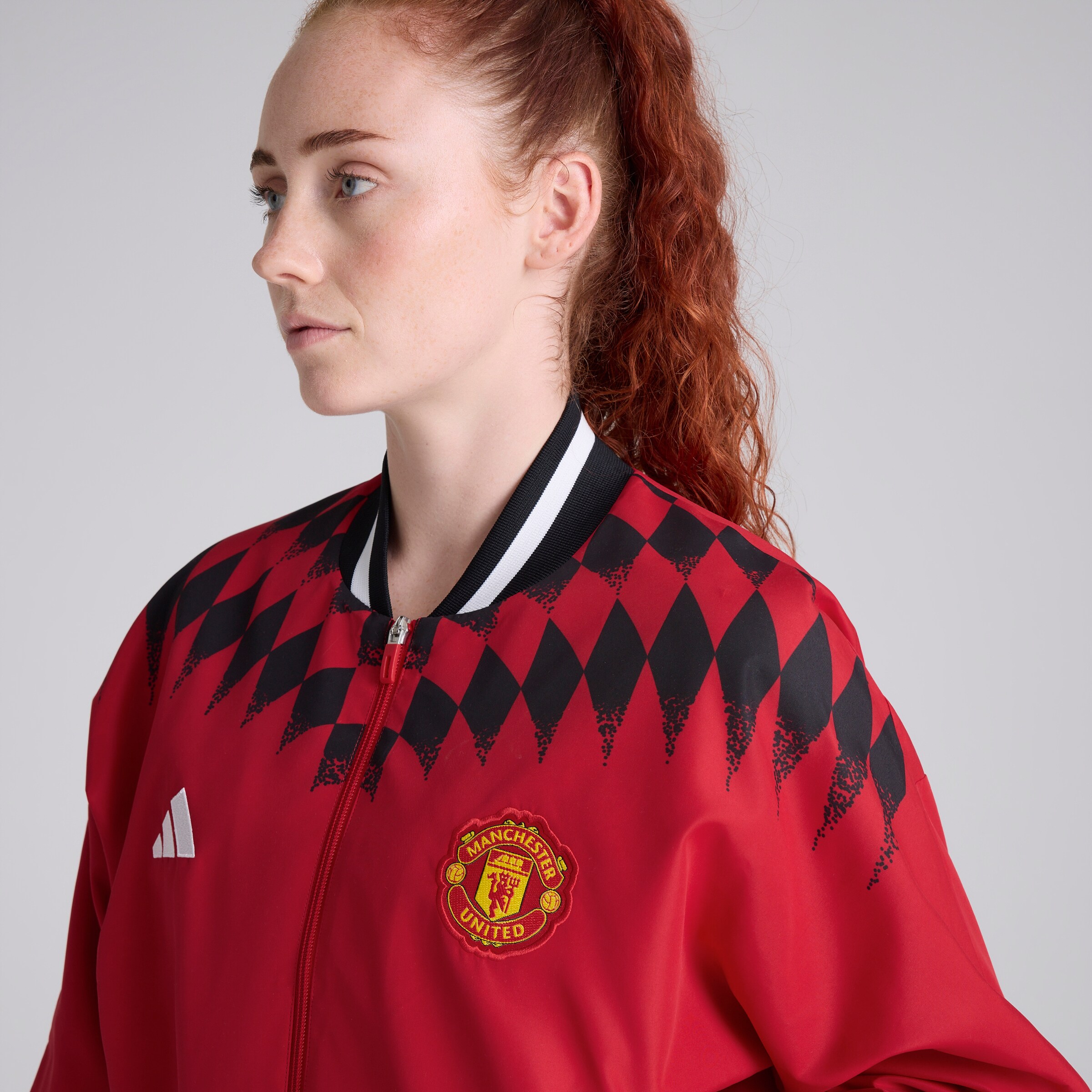 Manchester United x adidas Womens Stadium Track Top Red Red Detail [5-6]