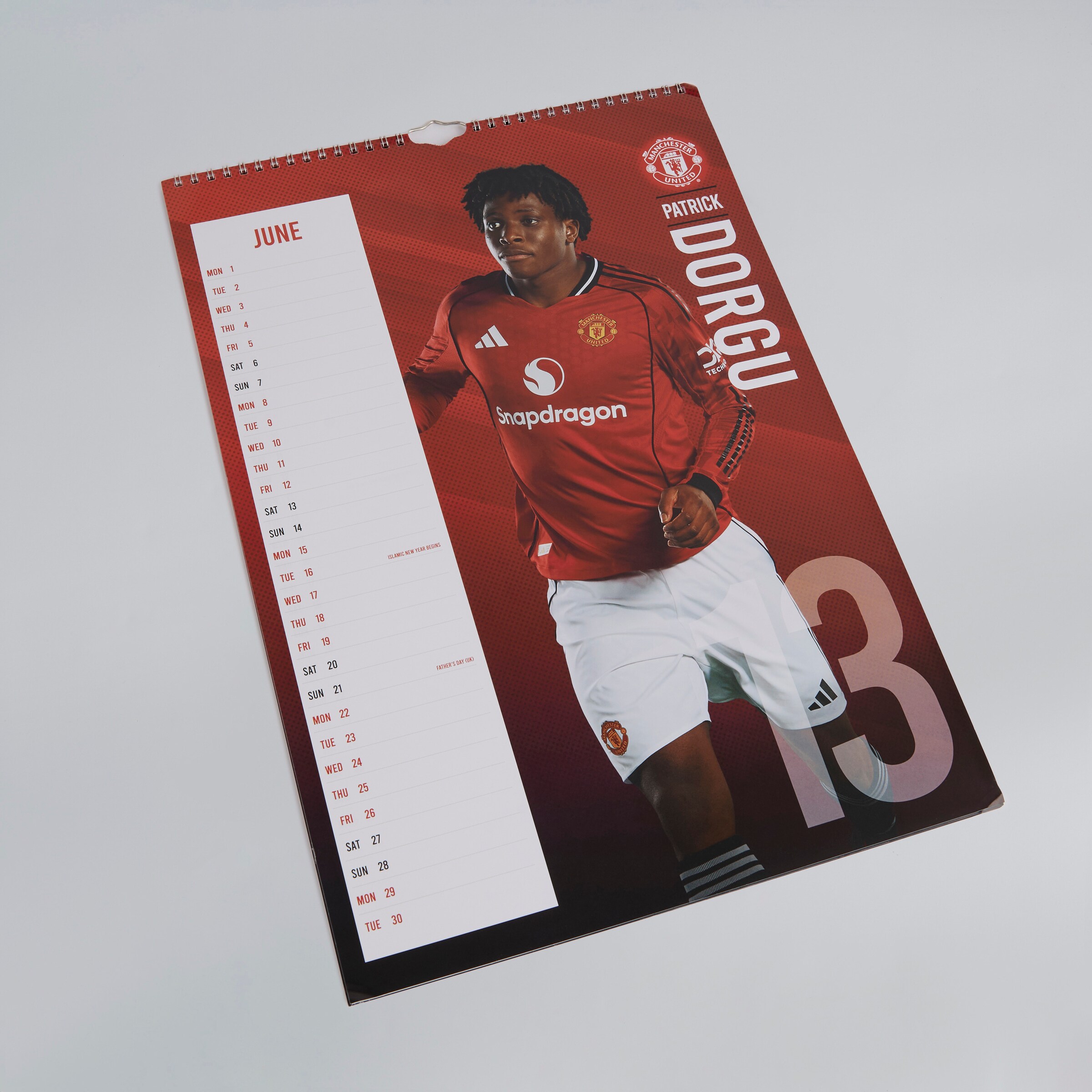 Manchester United 2026 A3 Player Calendar Red Rot Detail [3-4]