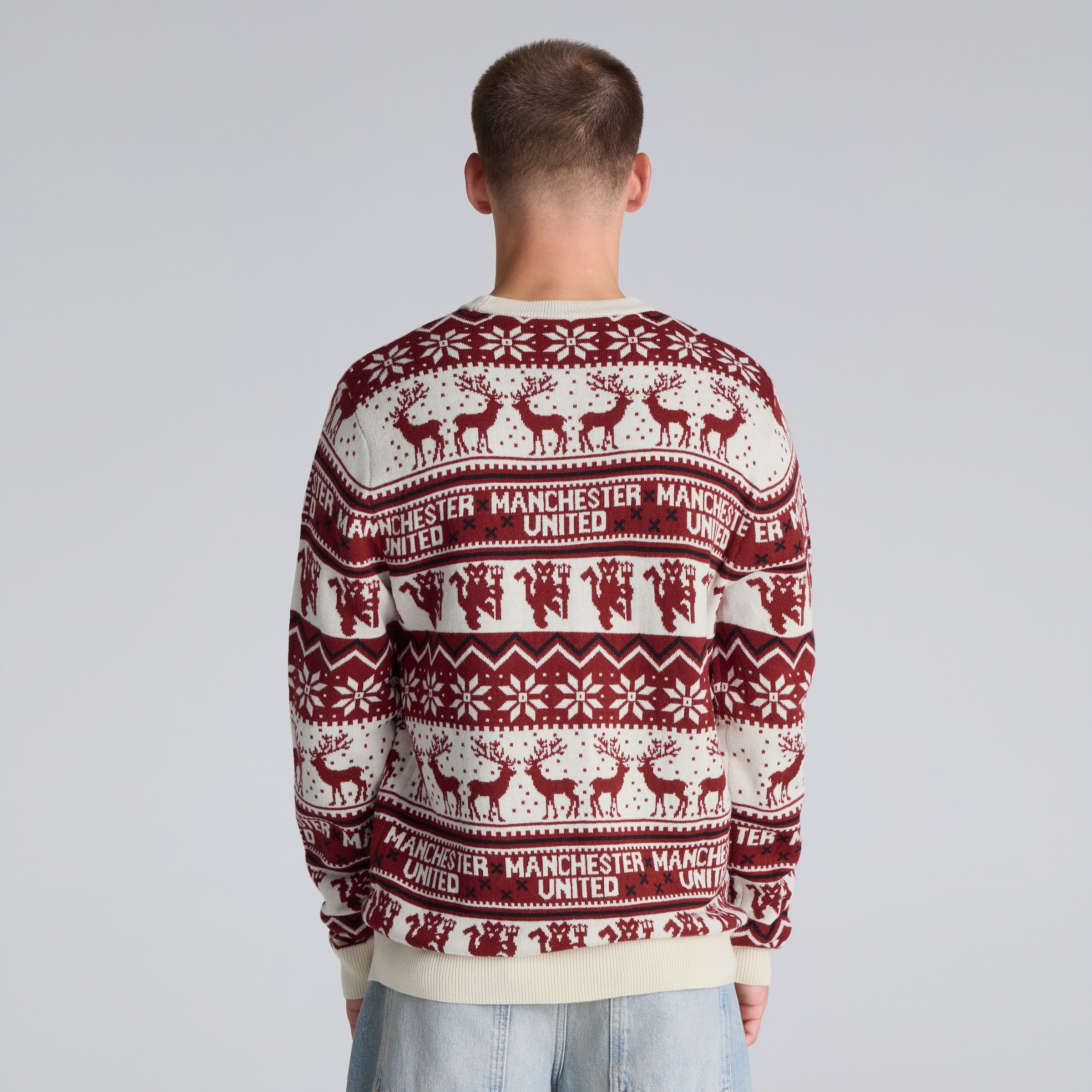 Manchester United Fairisle Christmas Jumper Red Multi Detail [2-5]